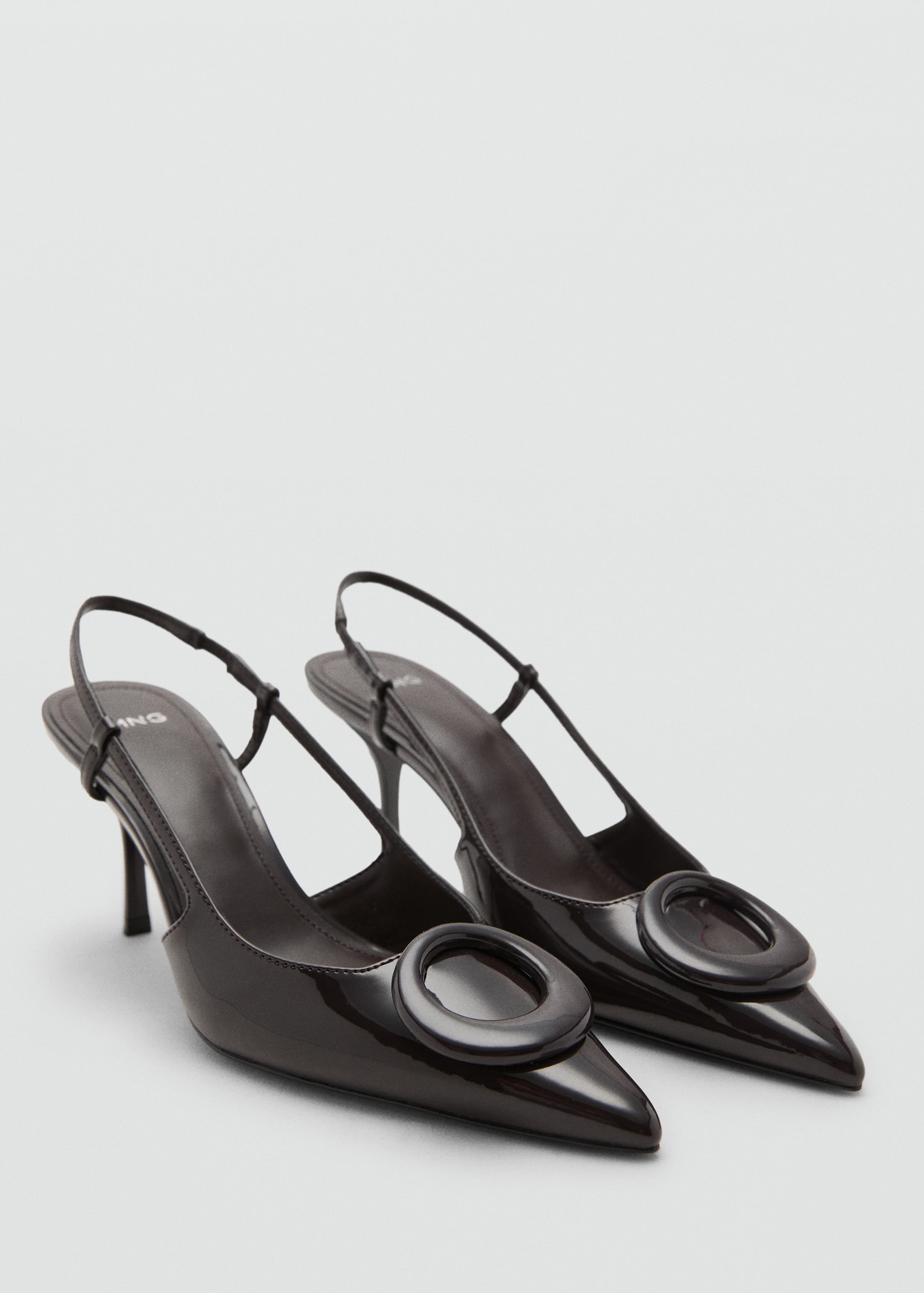 Patent leather high-heeled shoes with ring detail Women MANGO