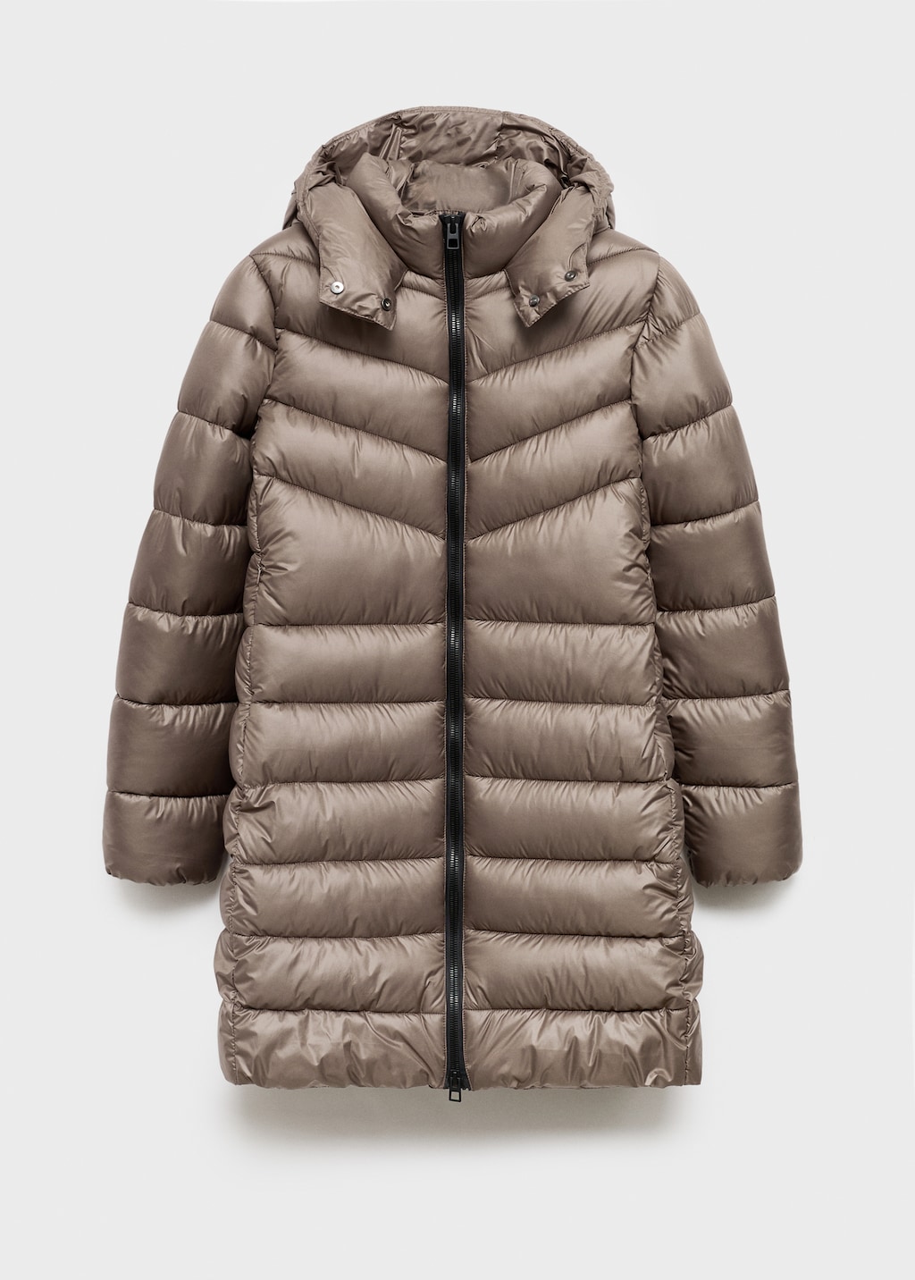 Midi quilted anorak with hood