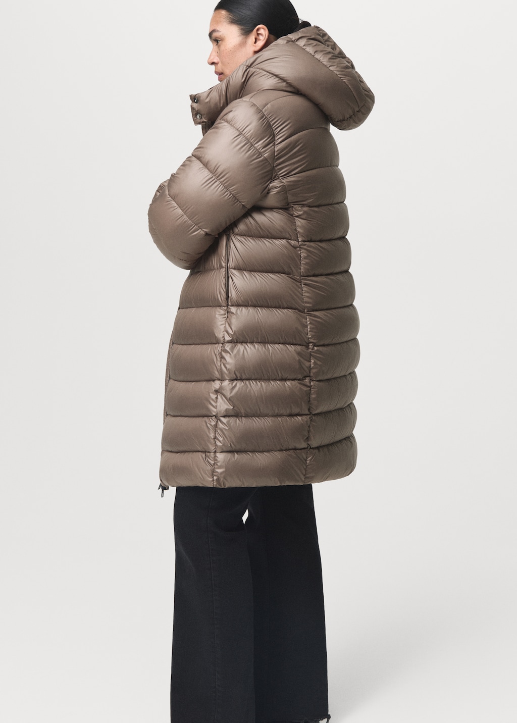 Midi quilted anorak with hood