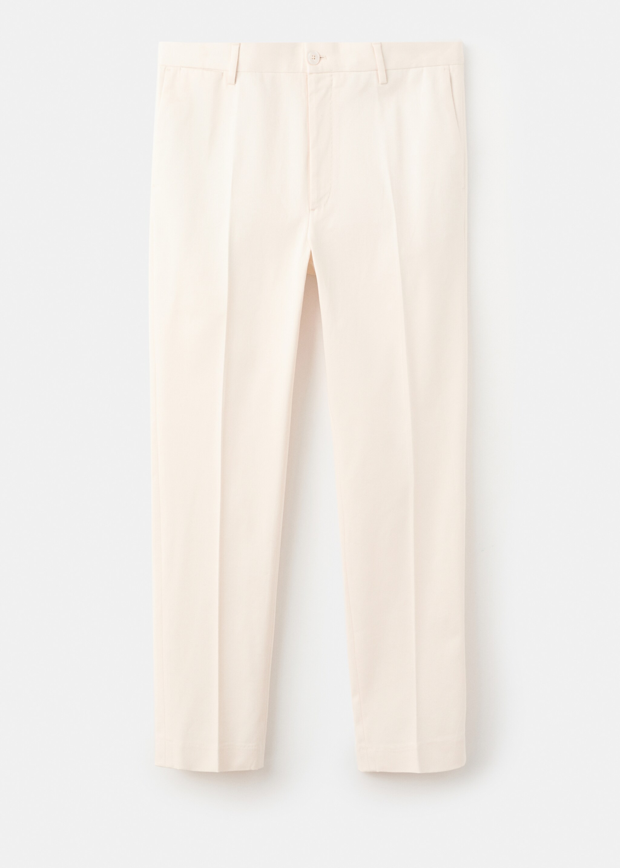 Regular fit pleated cotton trousers - Article without model, Ivory White. Ref: 17068266-00.