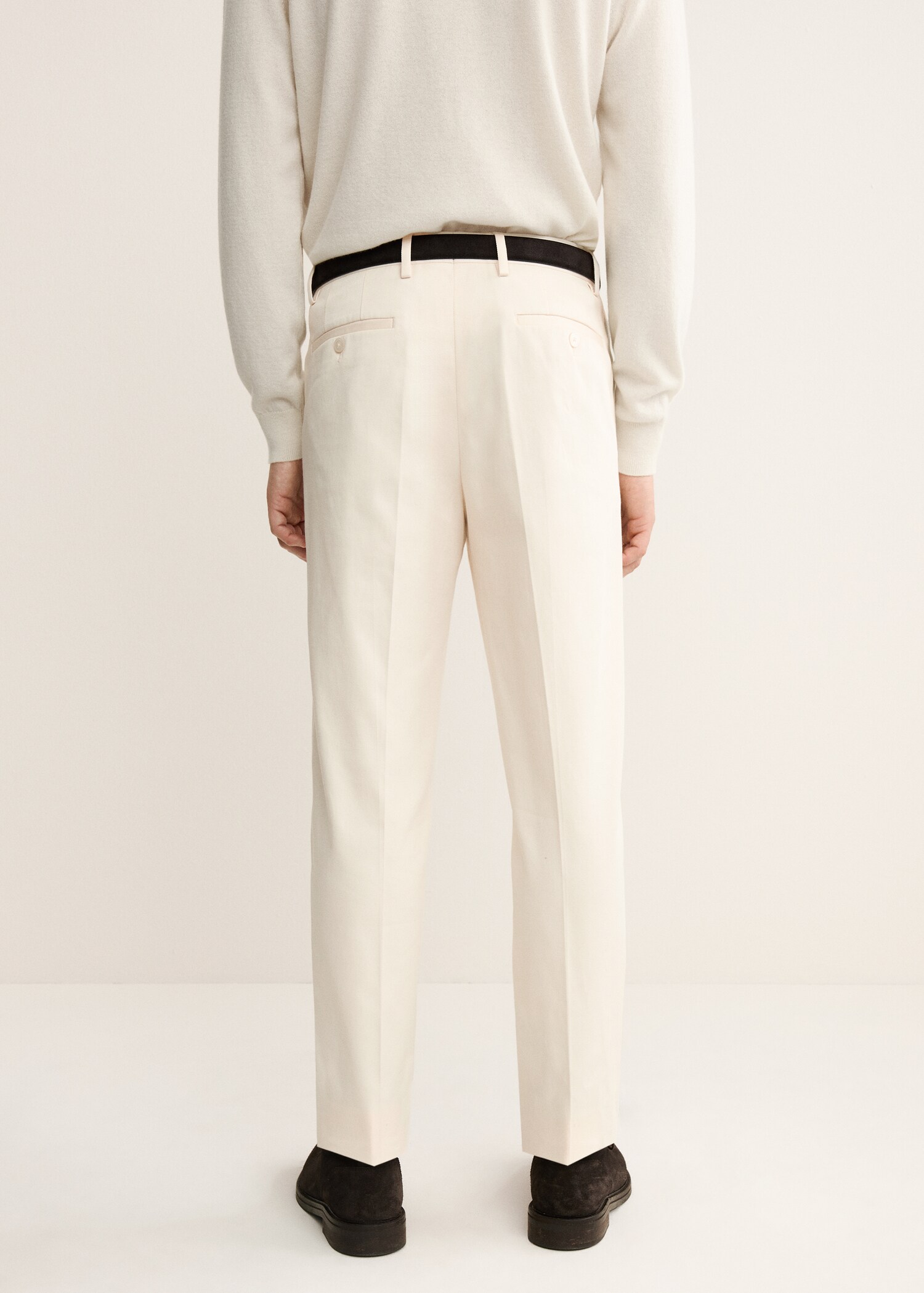 Regular fit pleated cotton trousers - Reverse of the article