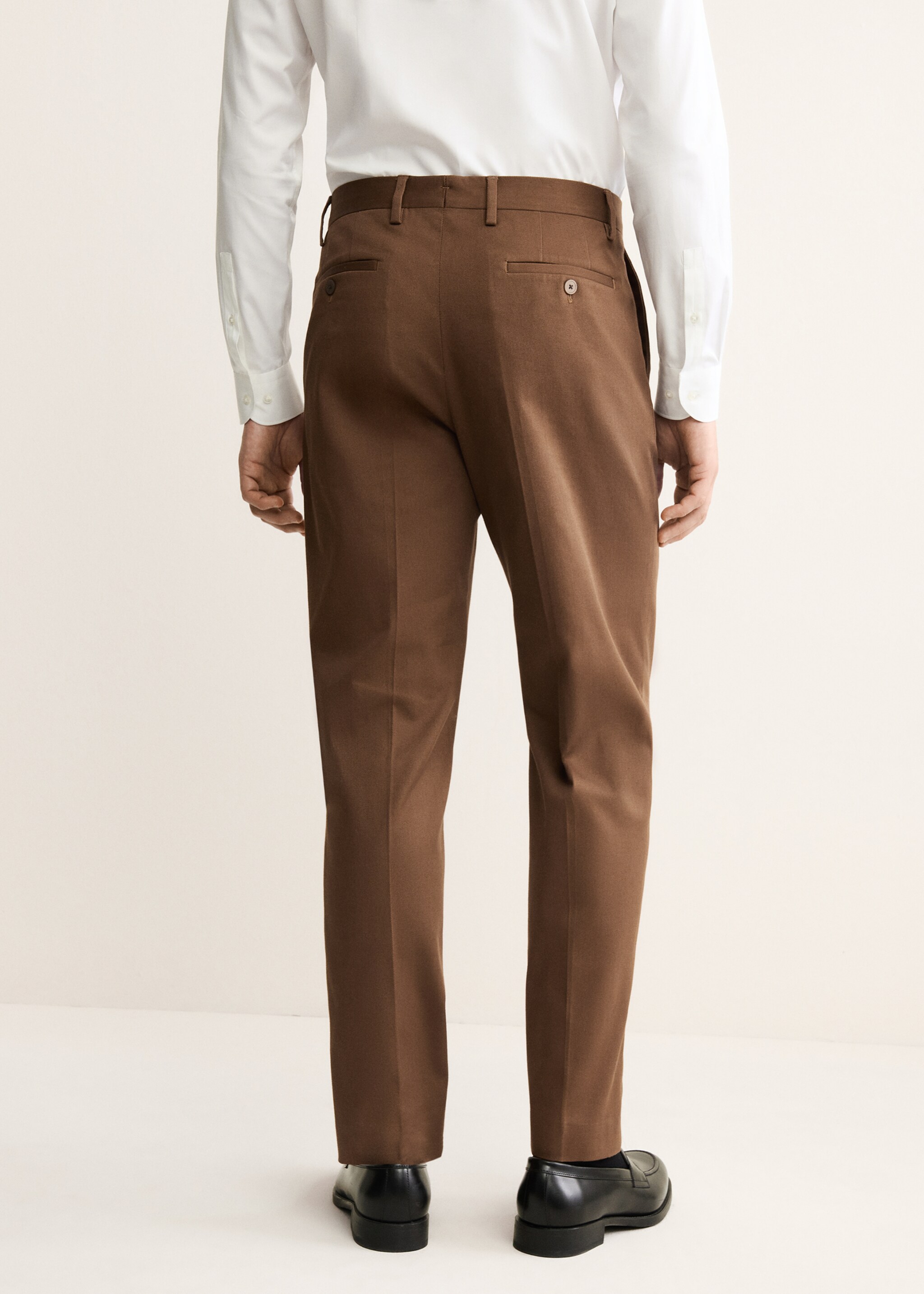 Pantalón regular fit algodón pinzas - Reverso del artículo, Naranja. Ref: 17068266-00.