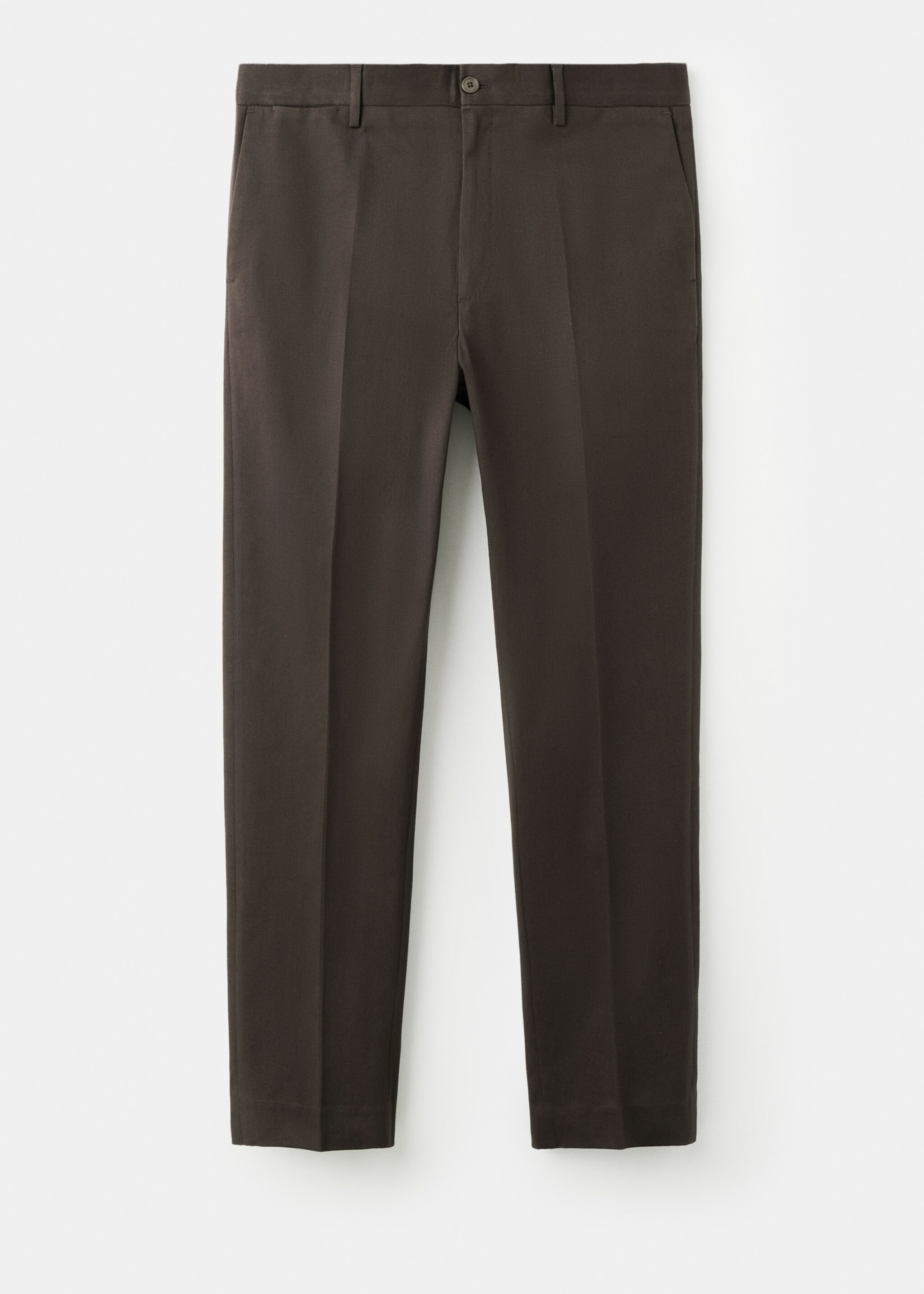 Regular fit pleated cotton trousers - Article without model, Chocolate. Ref: 17068266-00.