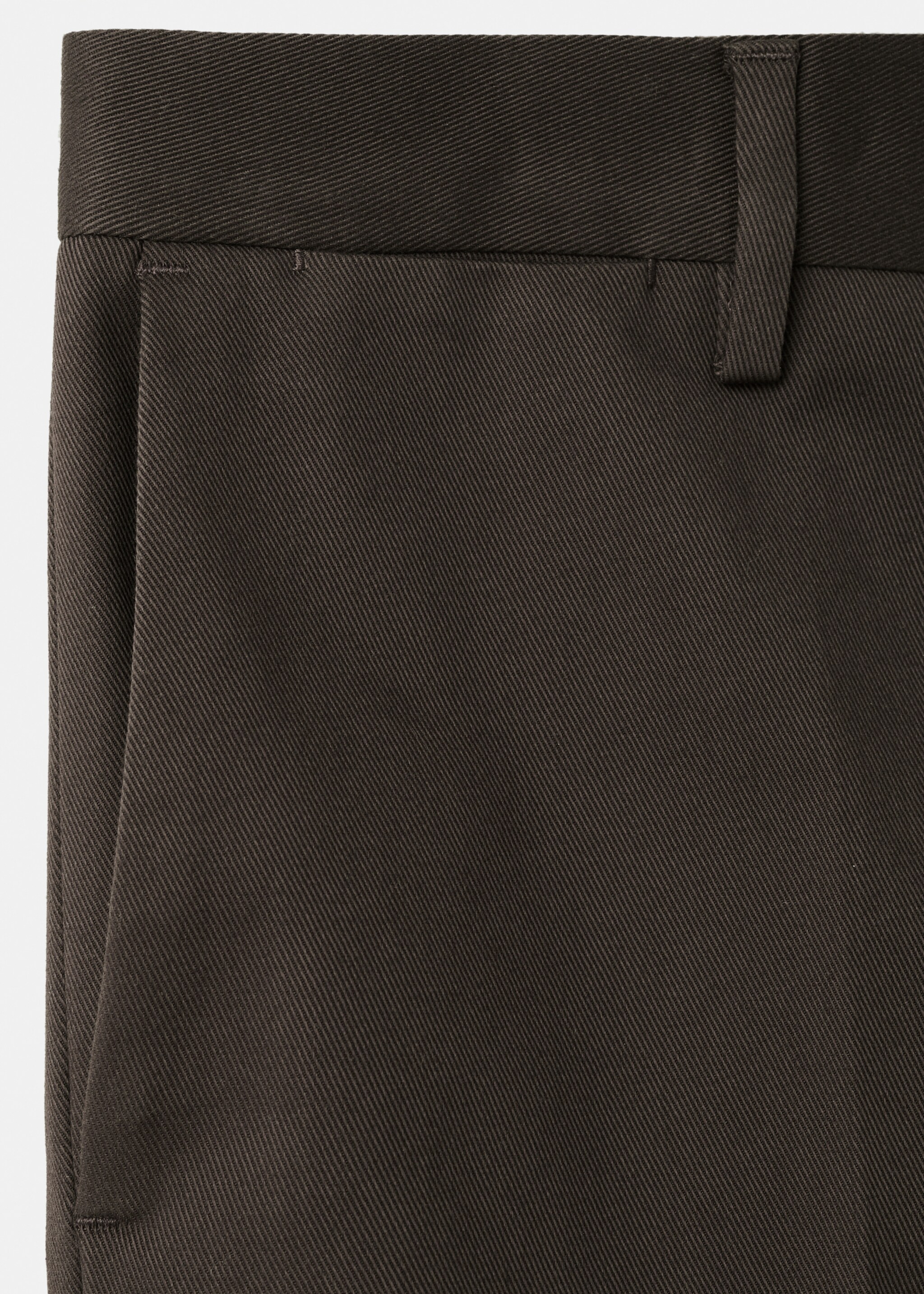 Regular fit pleated cotton trousers - Details of the article 0, Chocolate. Ref: 17068266-00.