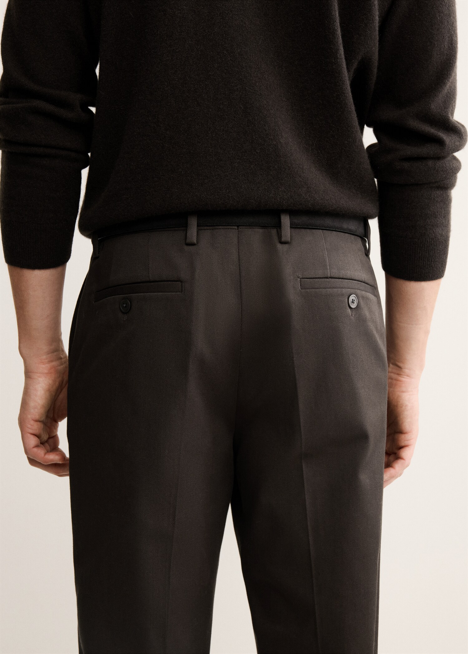 Regular fit pleated cotton trousers - Details of the article 6