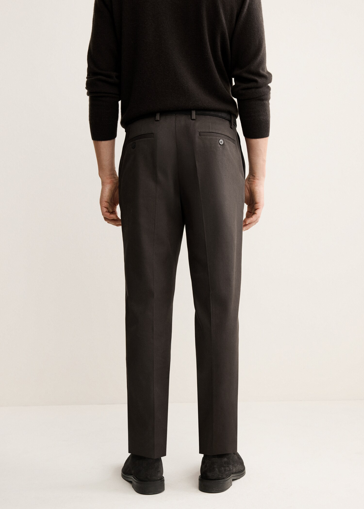 Regular fit pleated cotton trousers - Reverse of the article