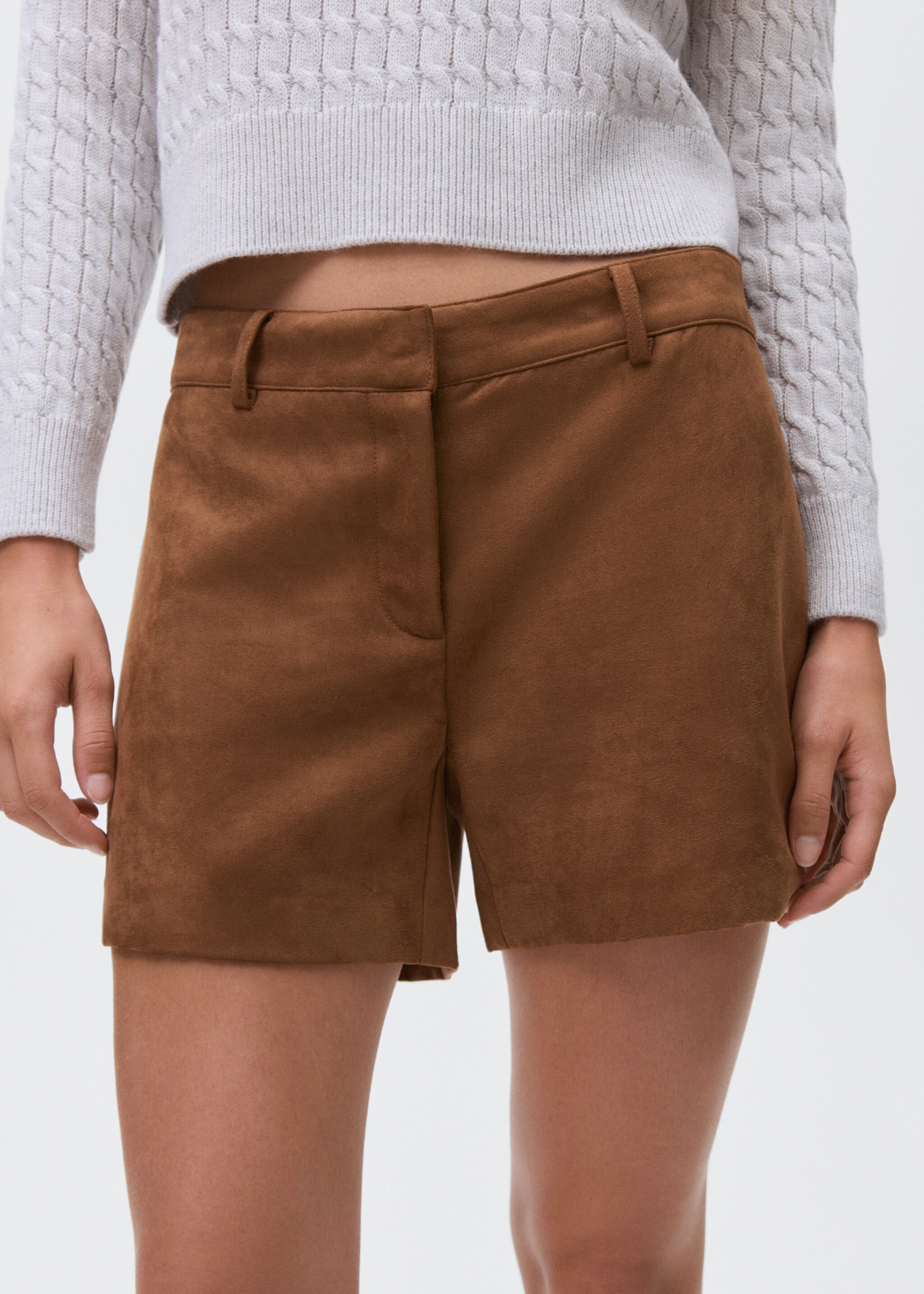 Suede-effect shorts - Medium plane, Medium Brown. Ref: 17068267-00.