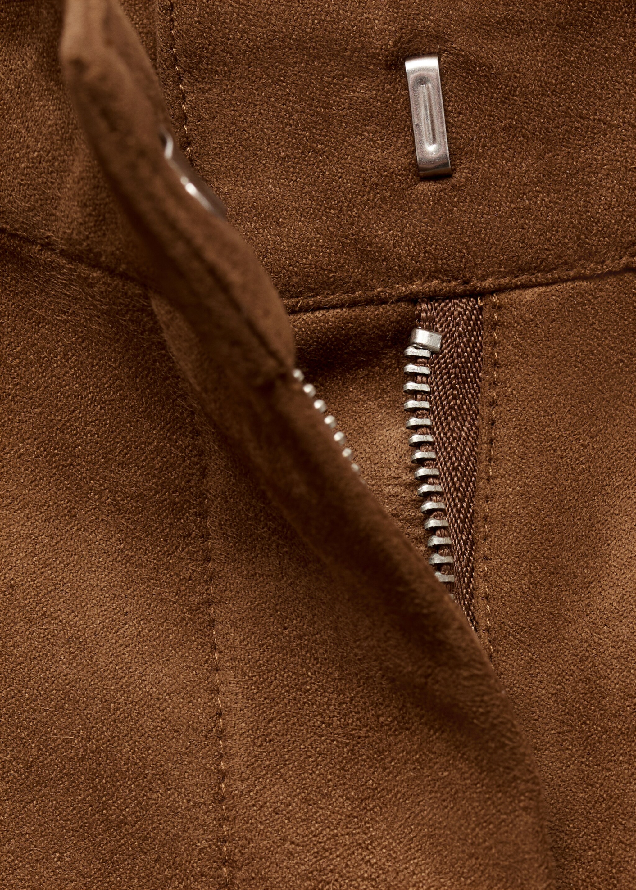 Suede-effect shorts - Details of the article 8, Medium Brown. Ref: 17068267-00.