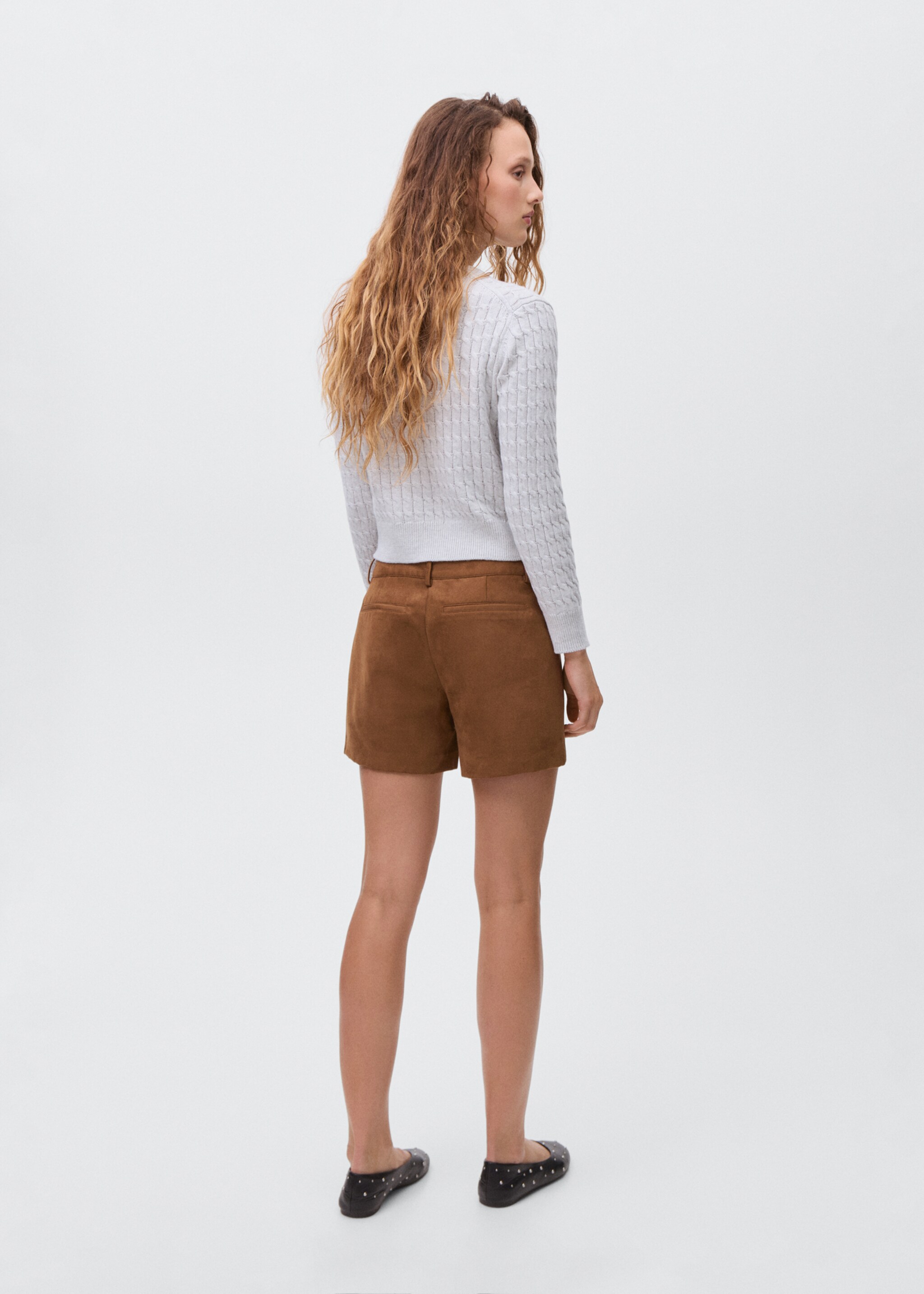 Suede-effect shorts - Reverse of the article, Medium Brown. Ref: 17068267-00.