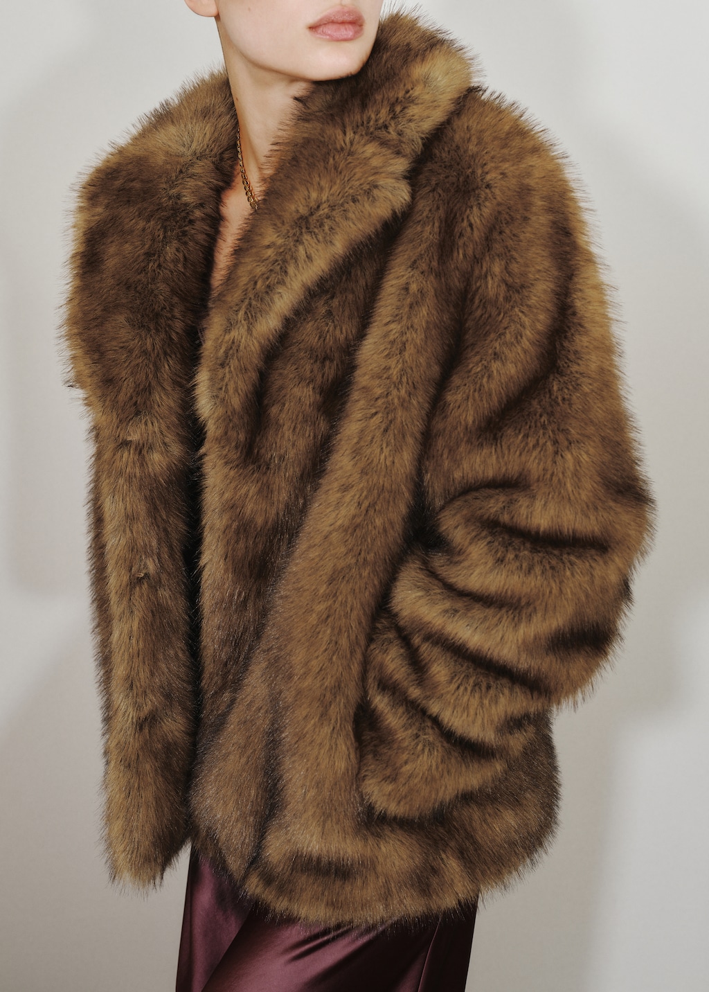 Faux-fur coat with lapels