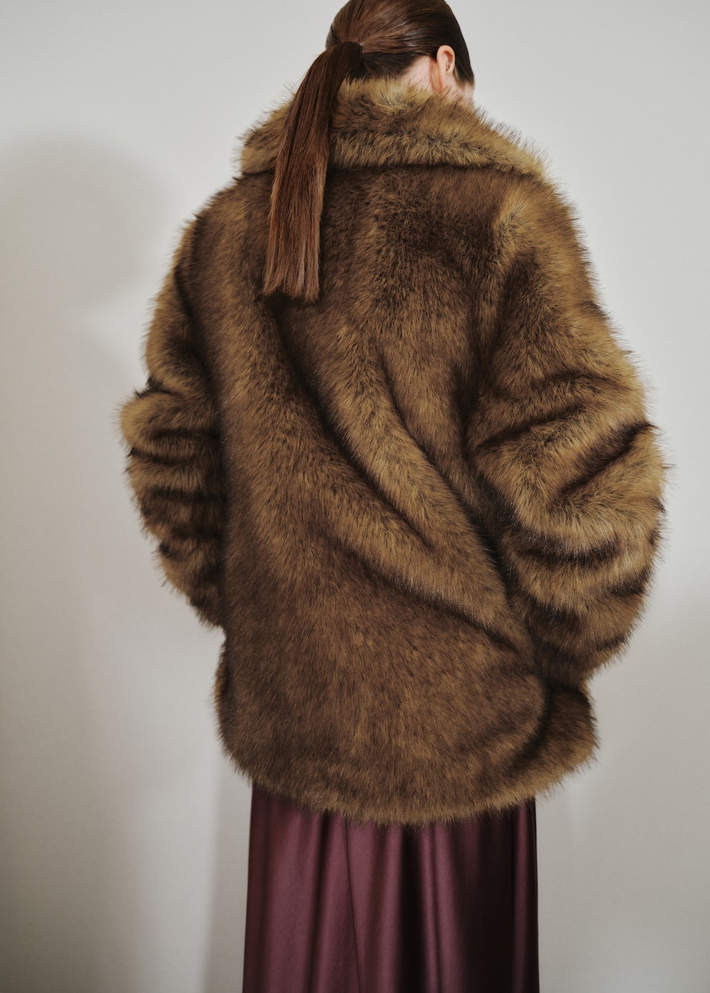 Faux-fur coat with lapels