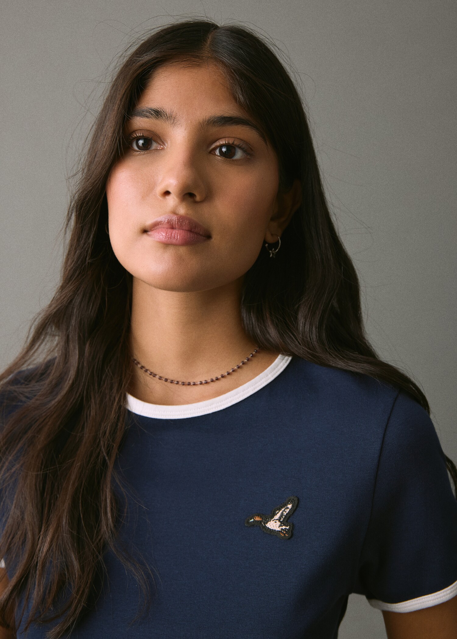 Embroidered cotton T-shirt - Details of the article 1
