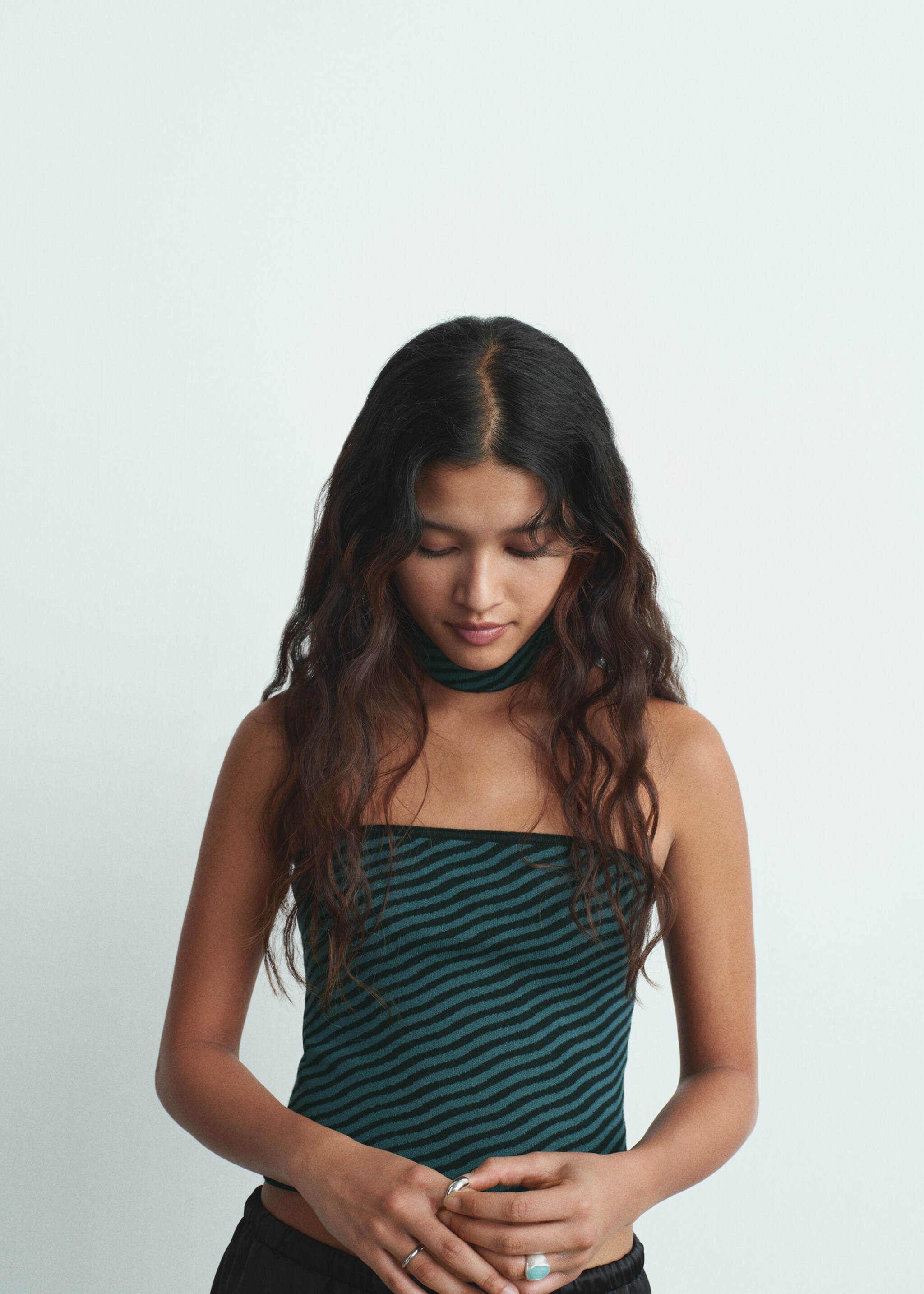 Striped strapless top - Medium plane, Green. Ref: 17068271-00.