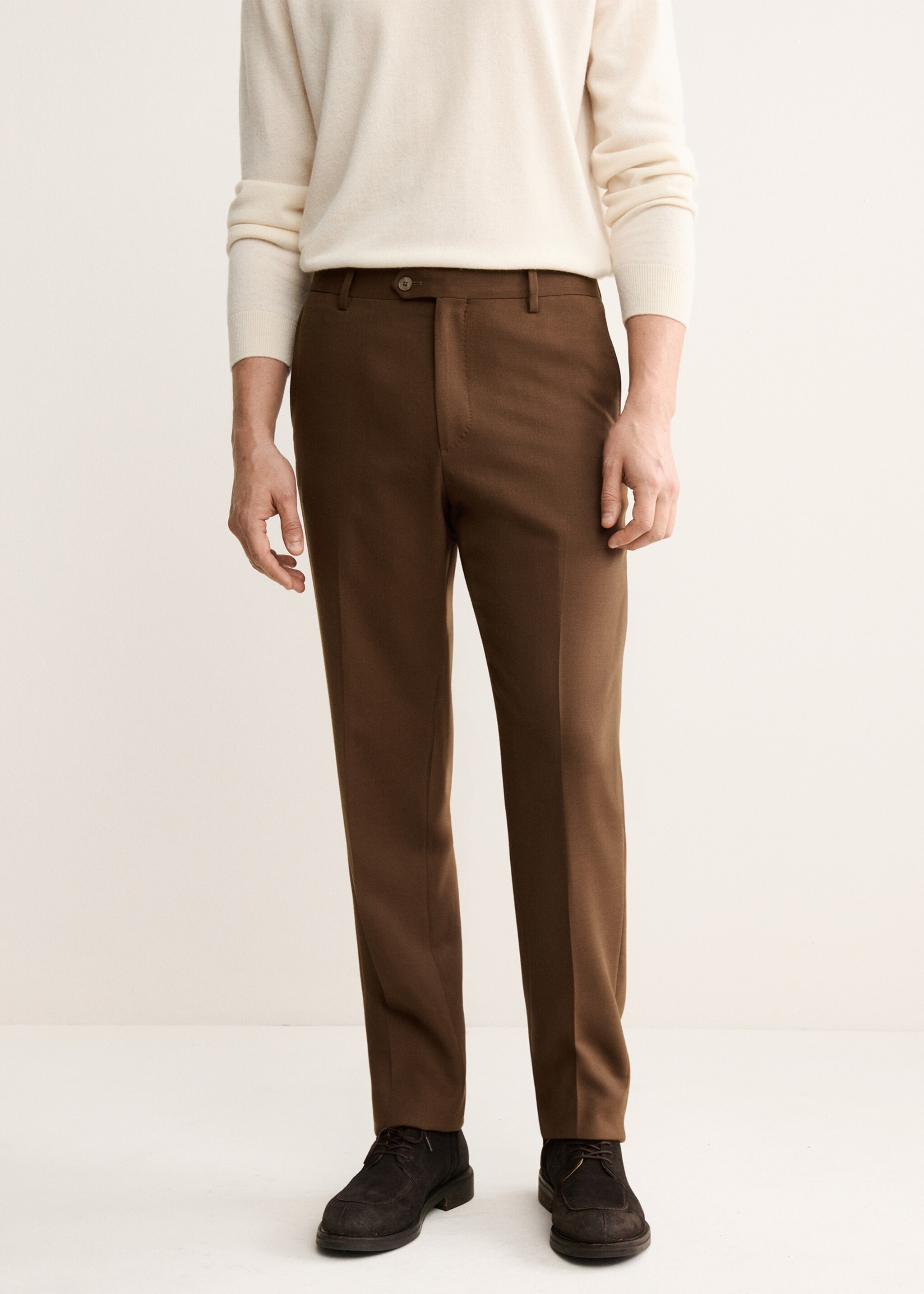 Italian wool flannel suit trousers - Medium plane, Orange. Ref: 17068272-00.