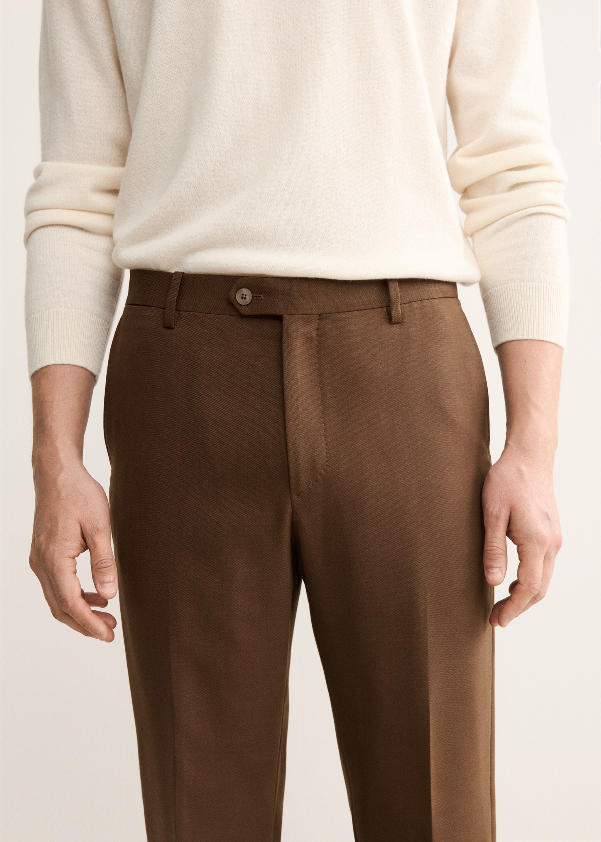 Italian wool flannel suit trousers - Details of the article 1, Orange. Ref: 17068272-00.