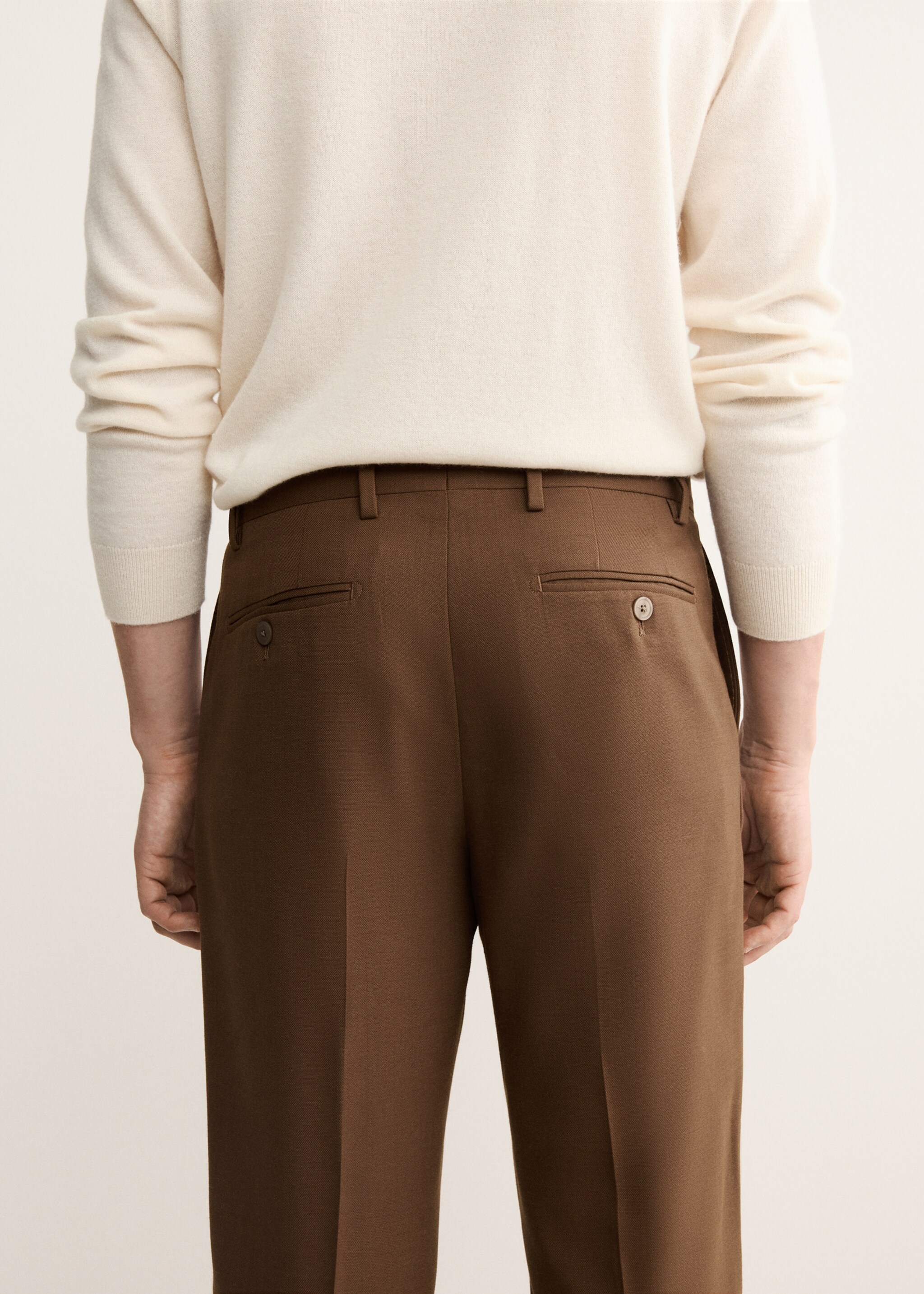 Italian wool flannel suit trousers - Details of the article 6, Orange. Ref: 17068272-00.