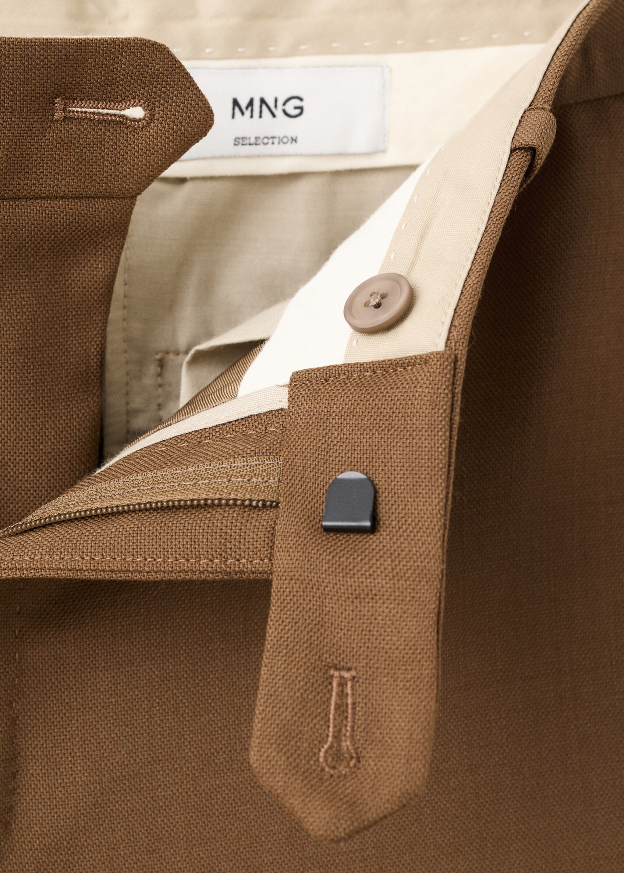 Italian wool flannel suit trousers - Details of the article 8, Orange. Ref: 17068272-00.