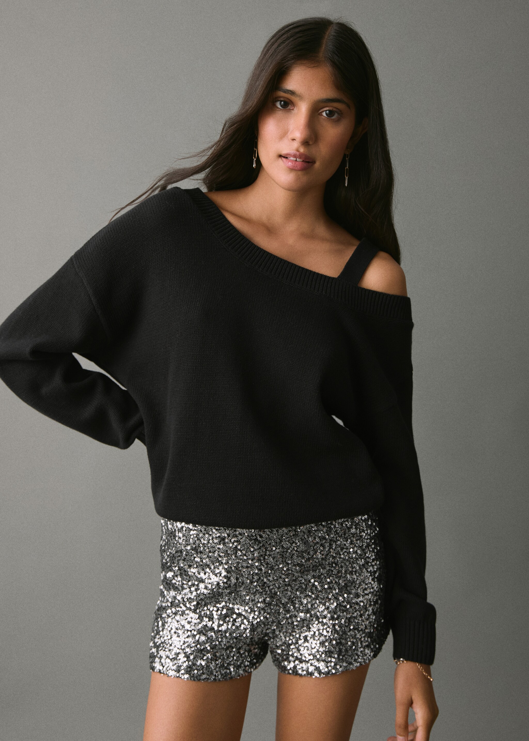 Sequin shorts - Medium plane, Silver. Ref: 17068274-00.