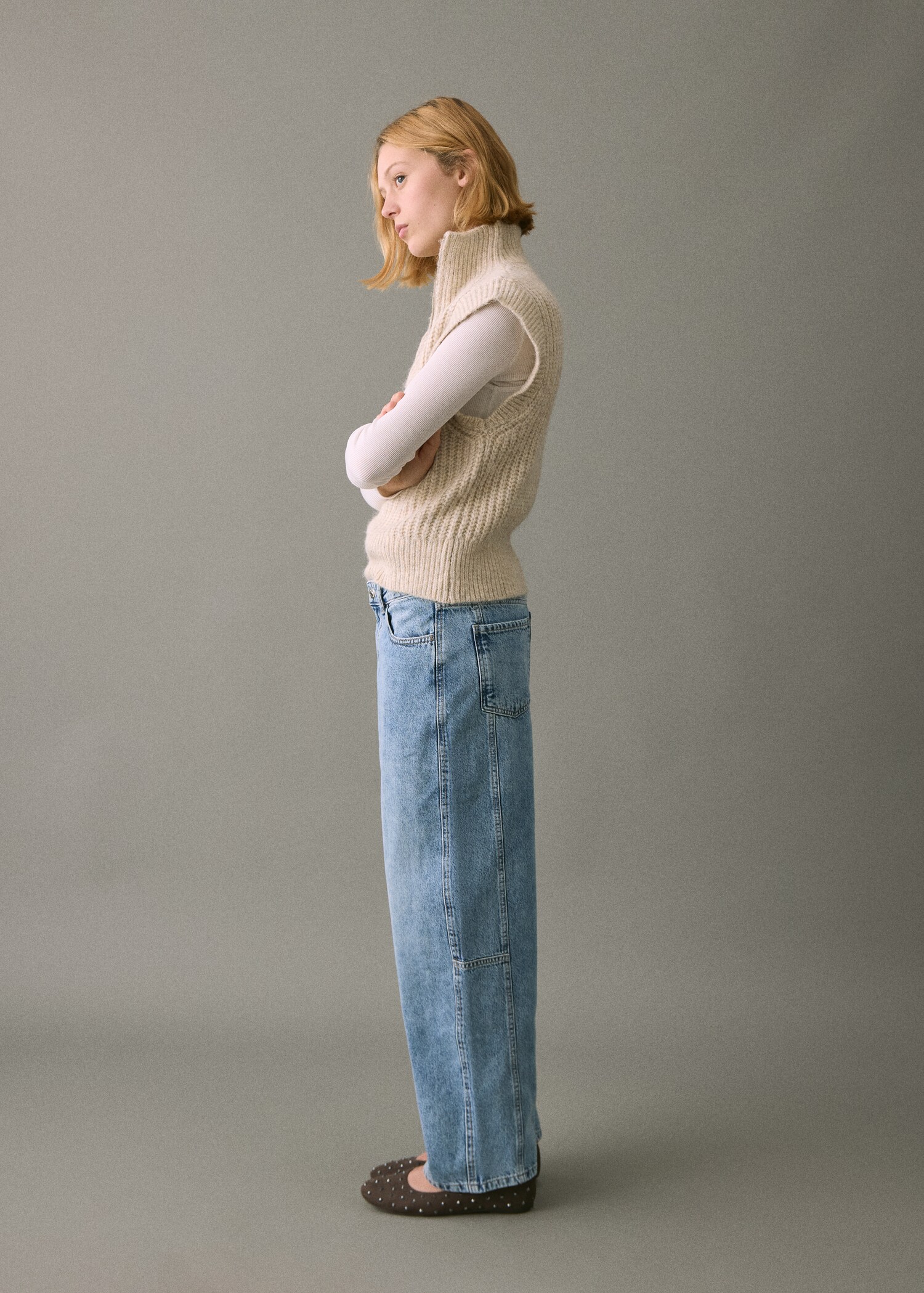 Mid-rise balloon jeans - Medium plane