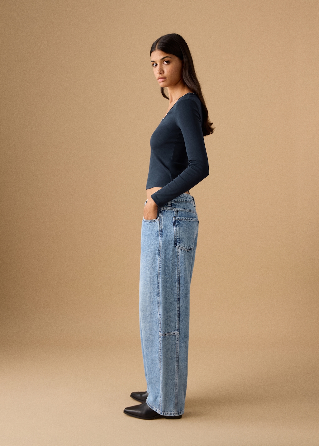 Mid-rise balloon jeans