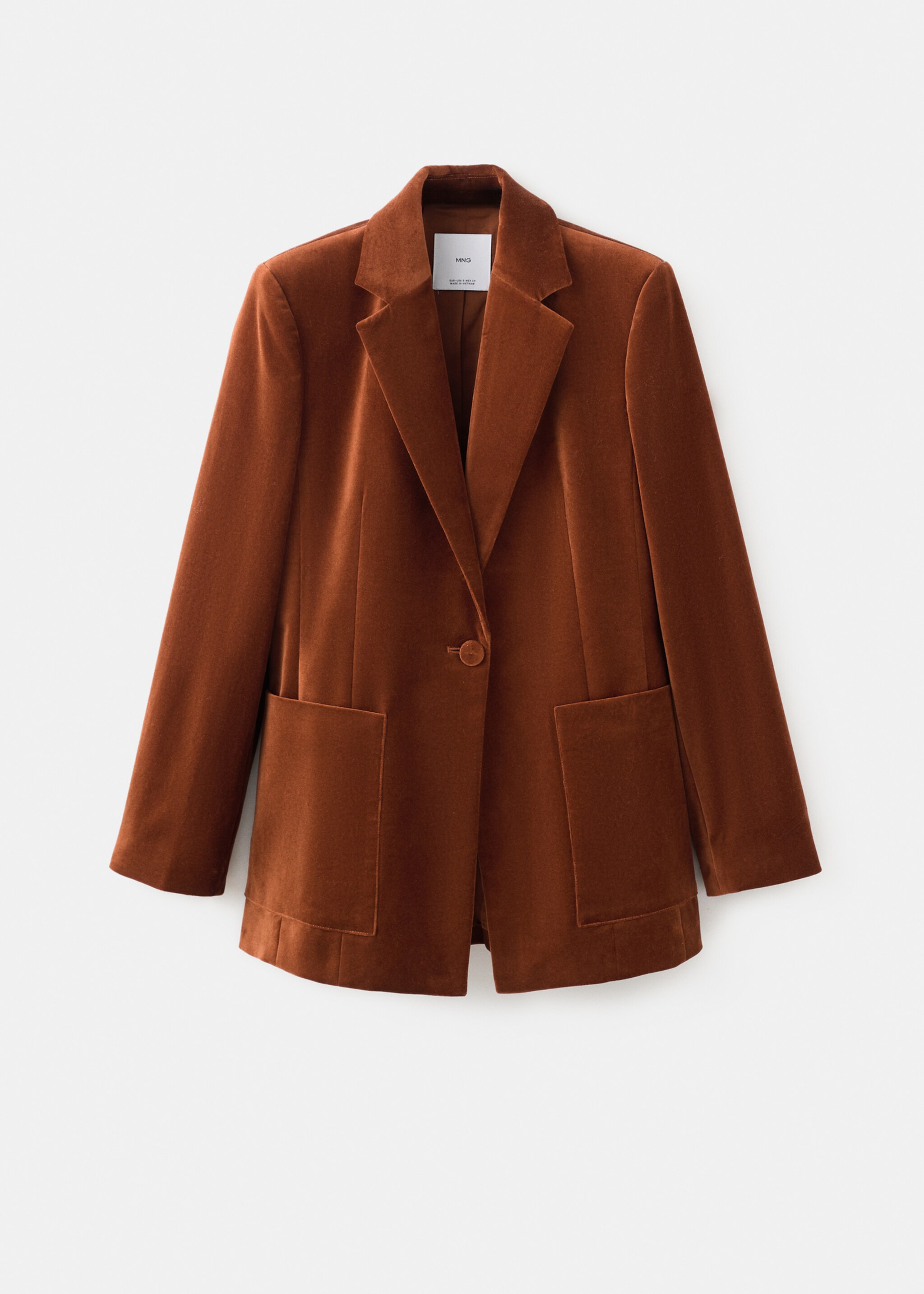 Blazer en velours à poches - Article sans modèle, Orange brûlé. Ref: 17068285-00.
