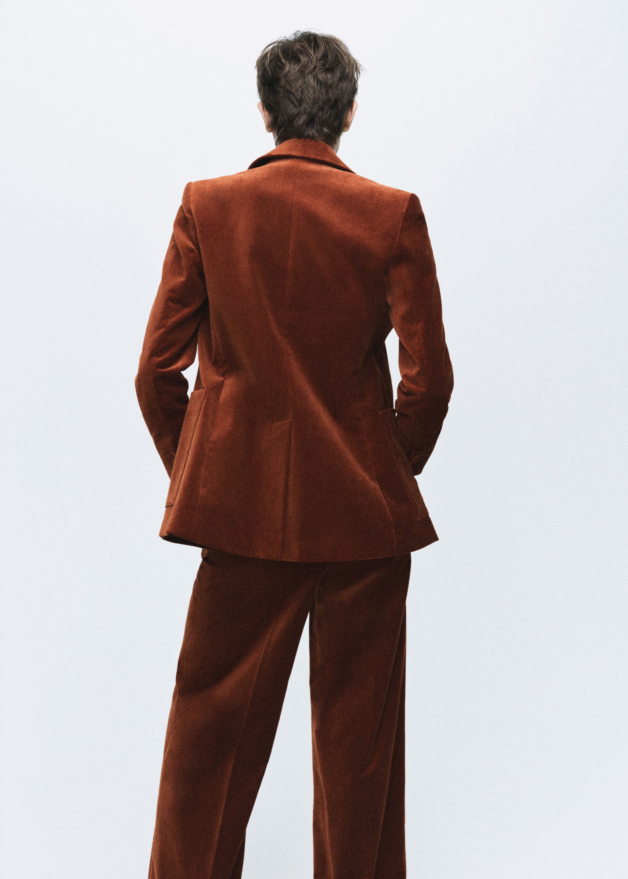 Blazer en velours à poches - Verso de l’article, Orange brûlé. Ref: 17068285-00.