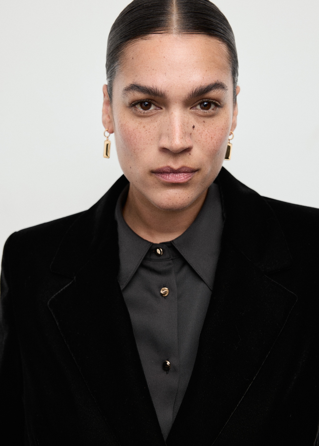 Double-breasted velvet jacket