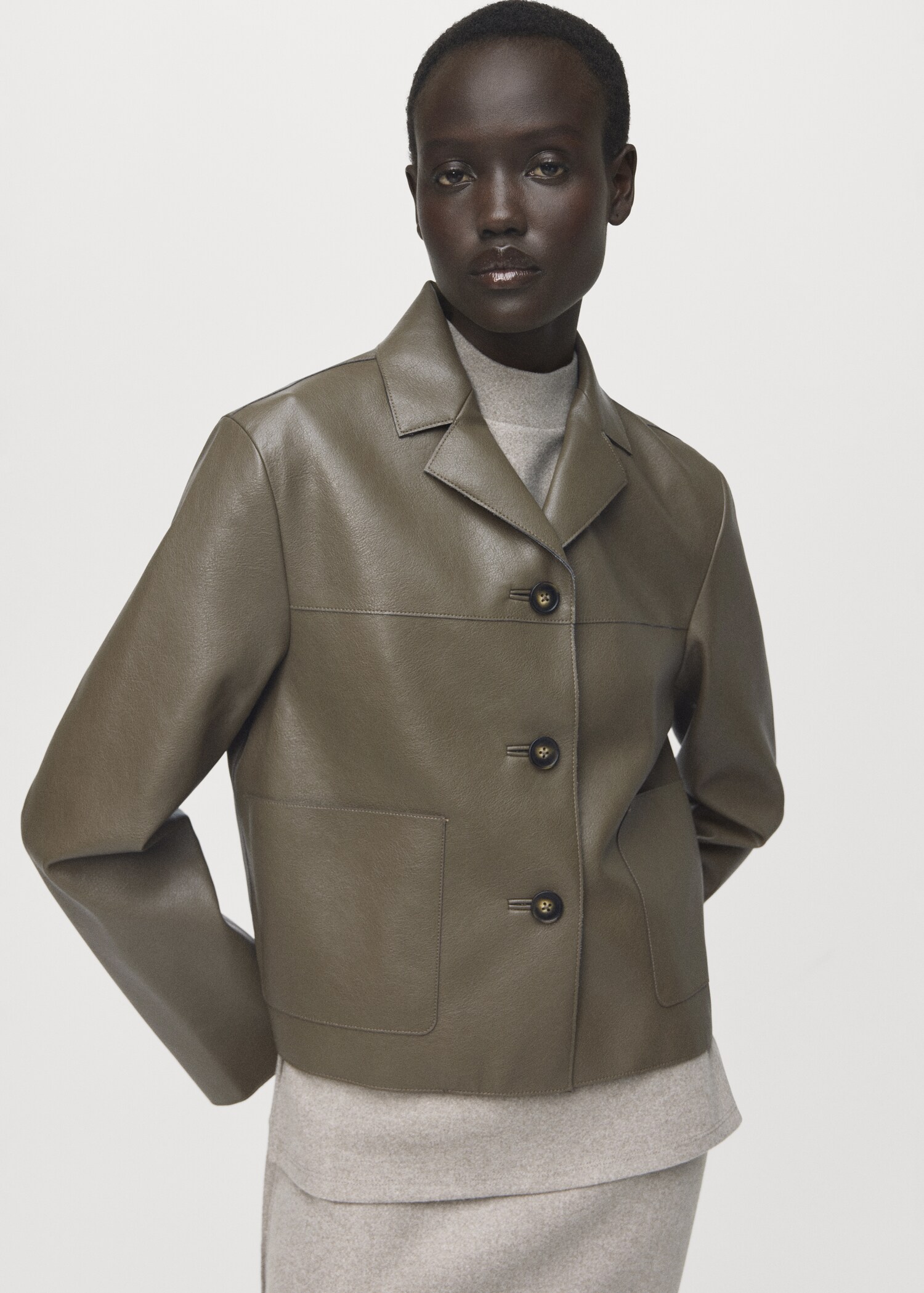 Leather-effect jacket with pockets - Medium plane