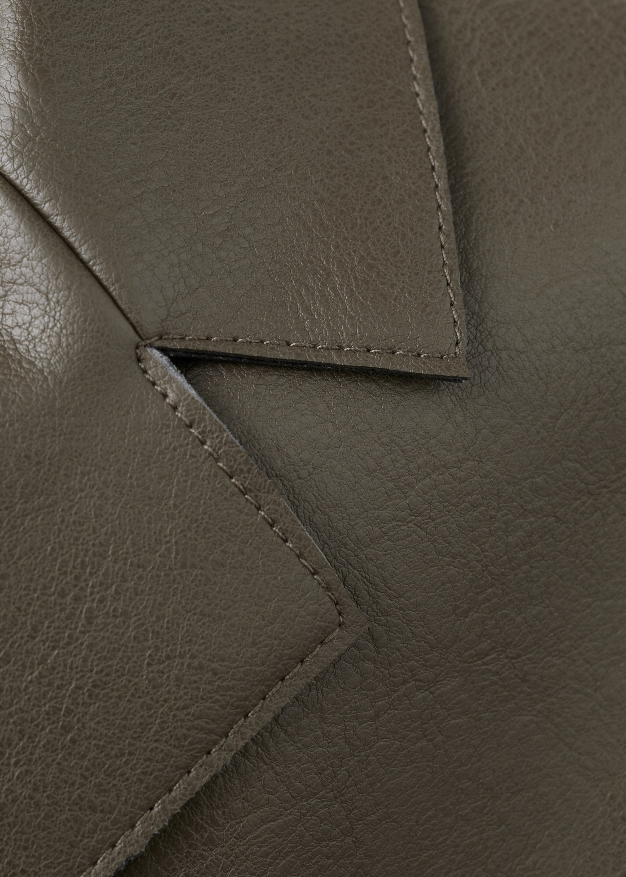 Leather-effect jacket with pockets - Details of the article 0, Olive Green. Ref: 17068288-00.