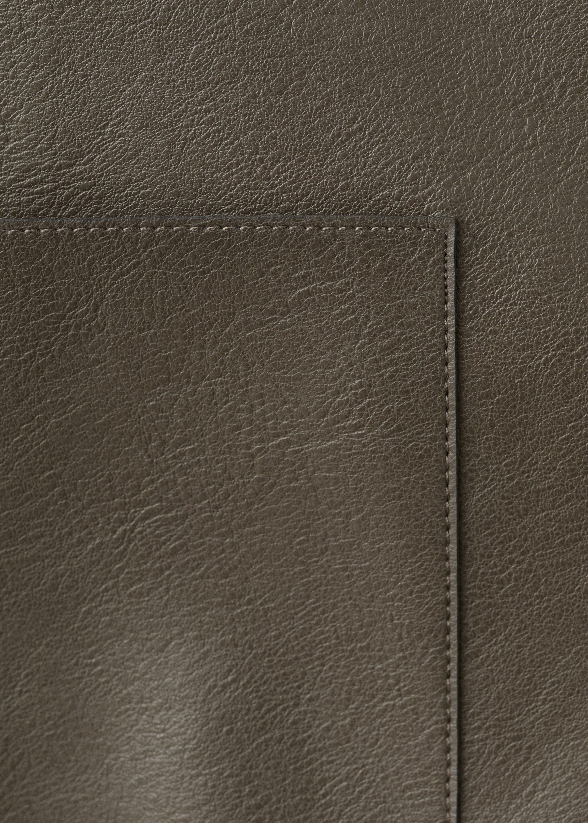 Leather-effect jacket with pockets - Details of the article 8, Olive Green. Ref: 17068288-00.