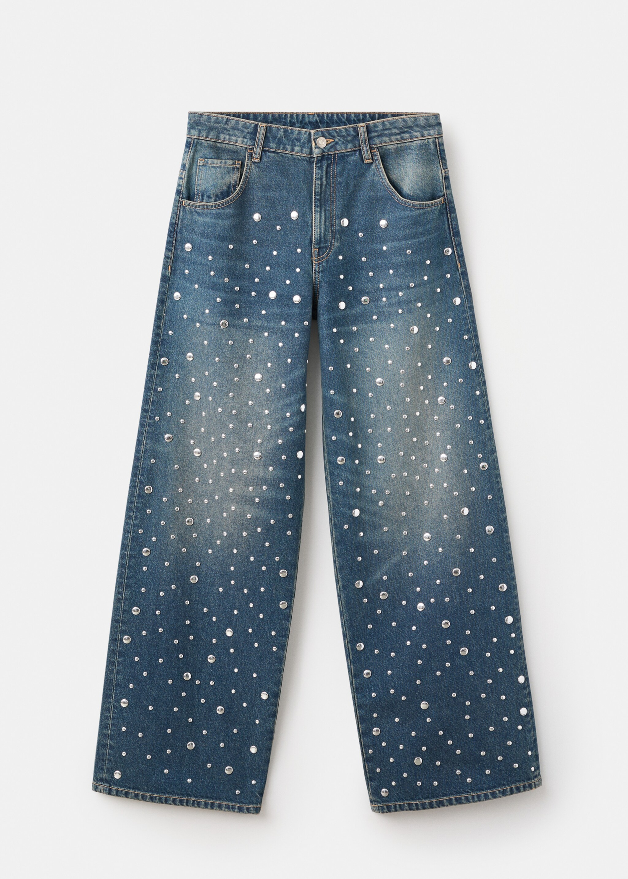 Straight-fit jeans with studs - Article without model, Dark Blue. Ref: 17068290-00.