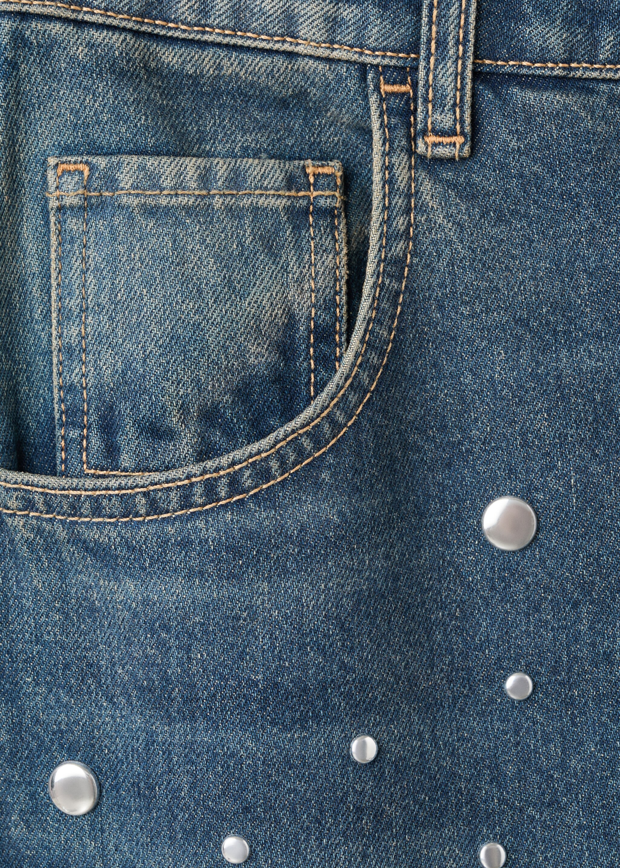 Straight-fit jeans with studs - Details of the article 0, Dark Blue. Ref: 17068290-00.