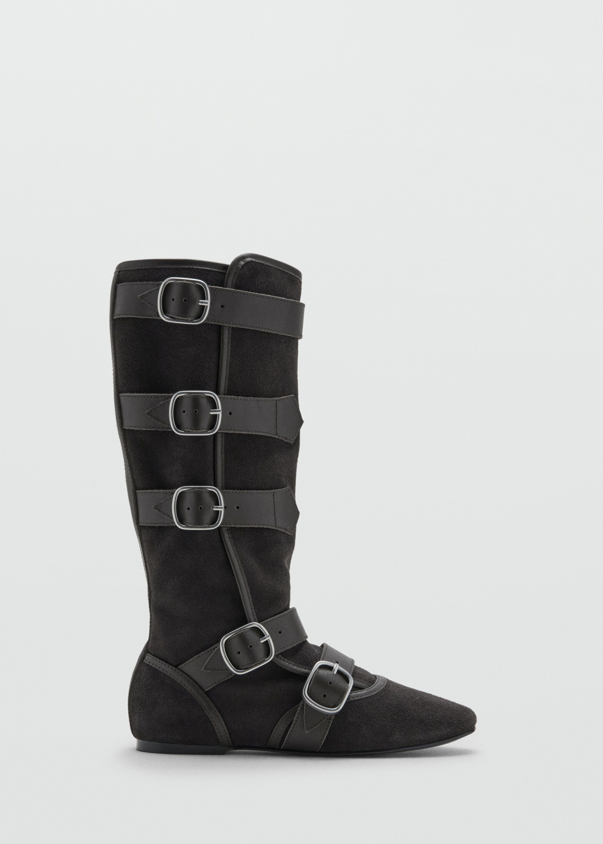 Suede boots with buckle - Article without model, Dark Heather Grey. Ref: 17068631-00.