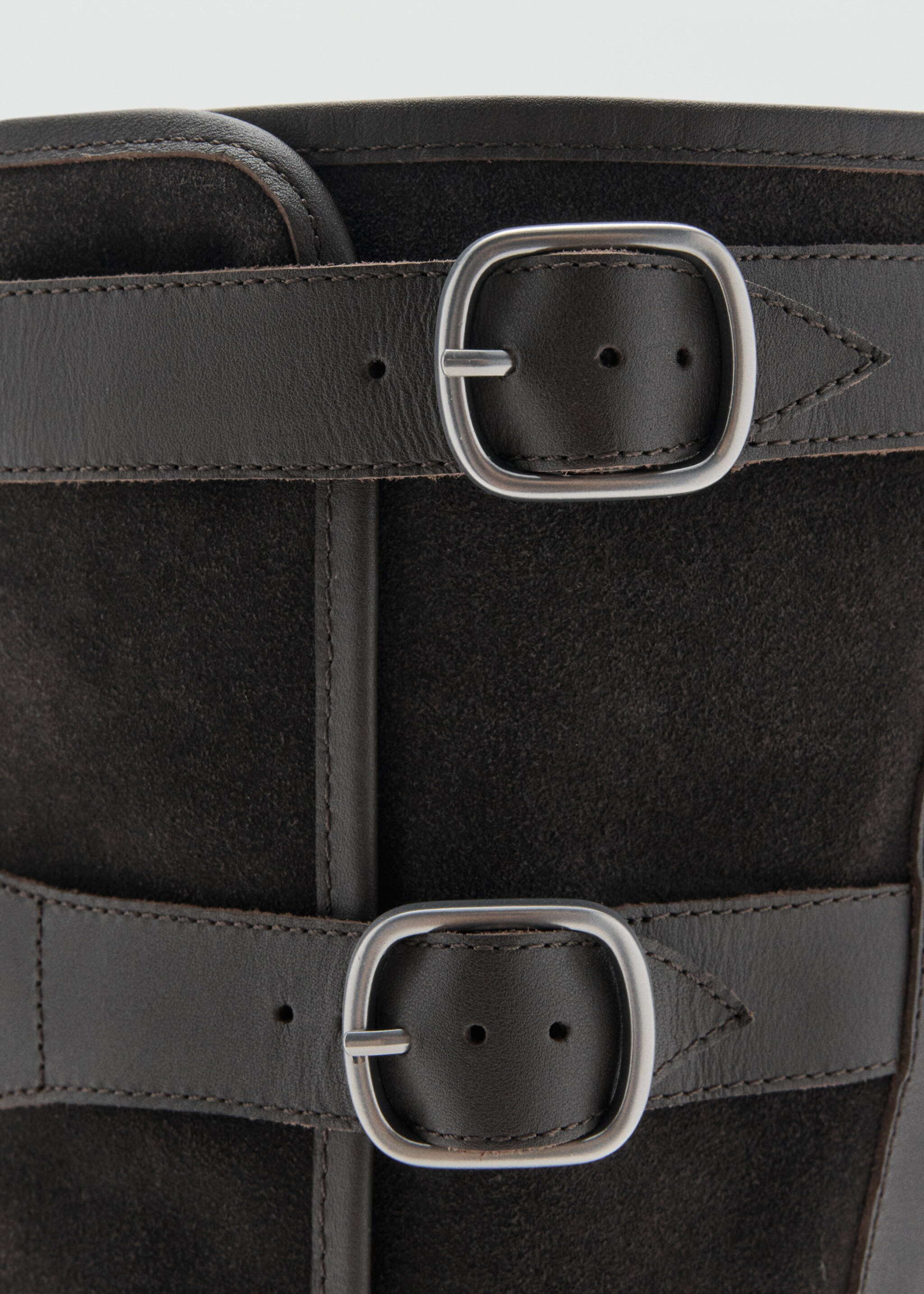 Suede boots with buckle - Details of the article 1, Dark Heather Grey. Ref: 17068631-00.