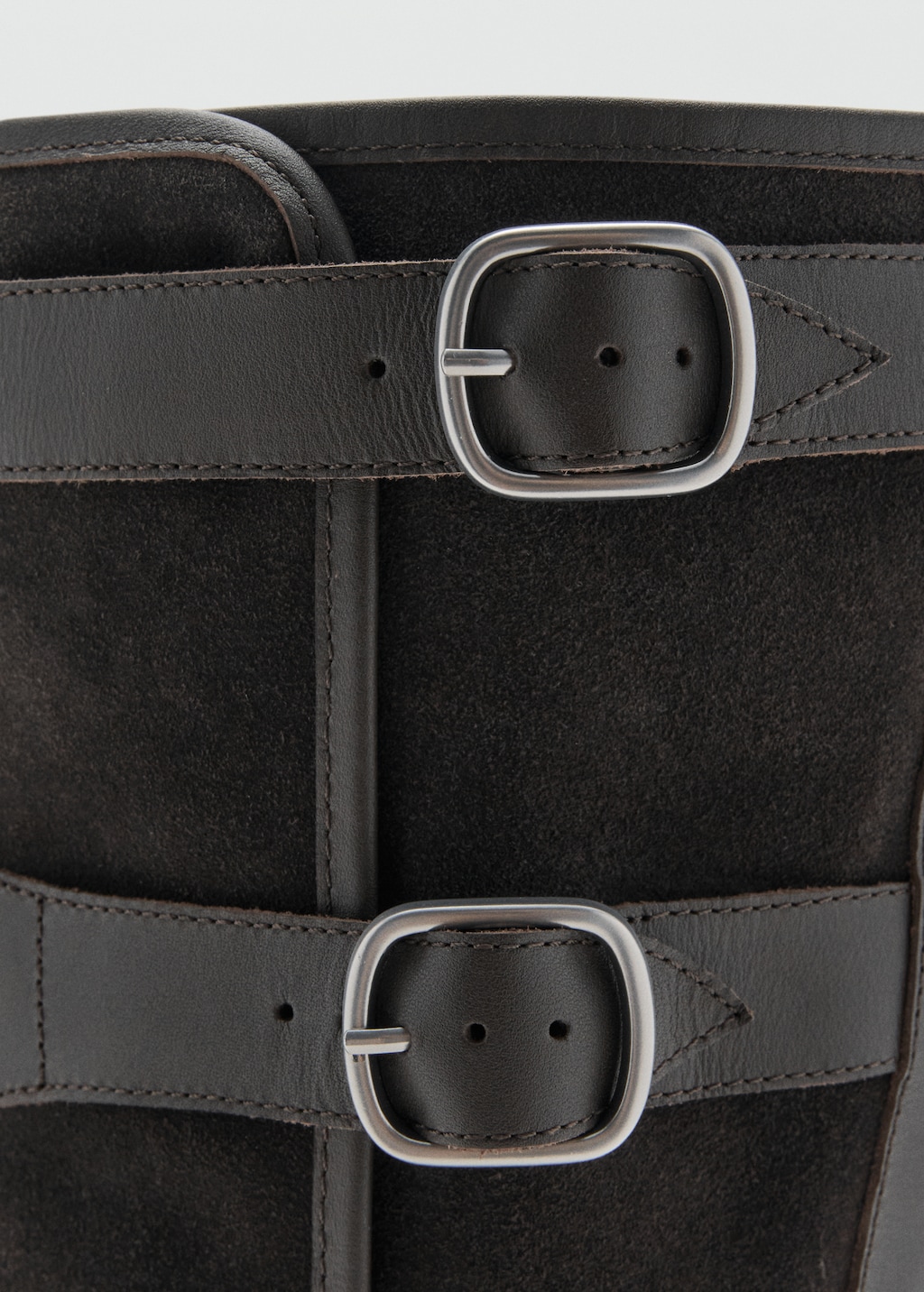 Suede boots with buckle