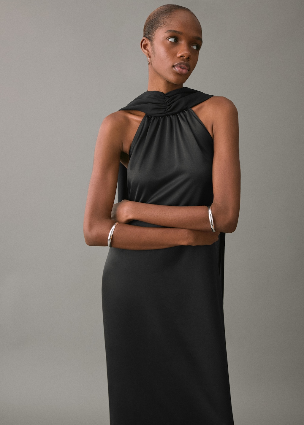 Satin halter neck dress