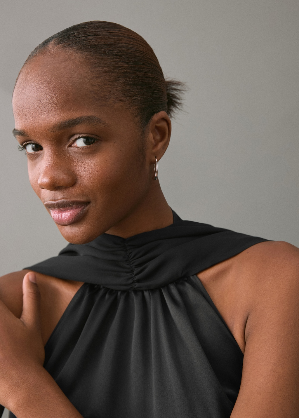 Satin halter neck dress