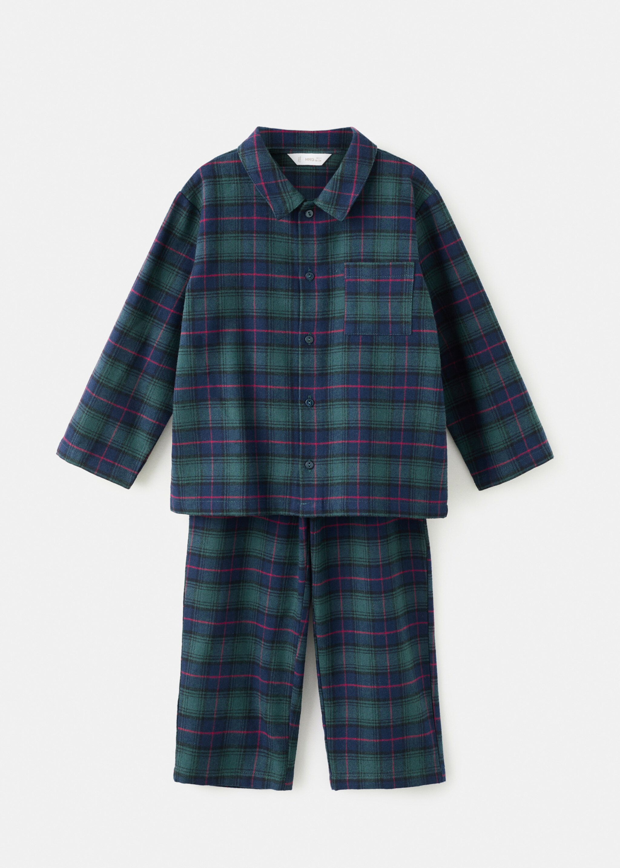 Pyjama long à carreaux - Article sans modèle, Vert forêt. Ref: 17068638-00.