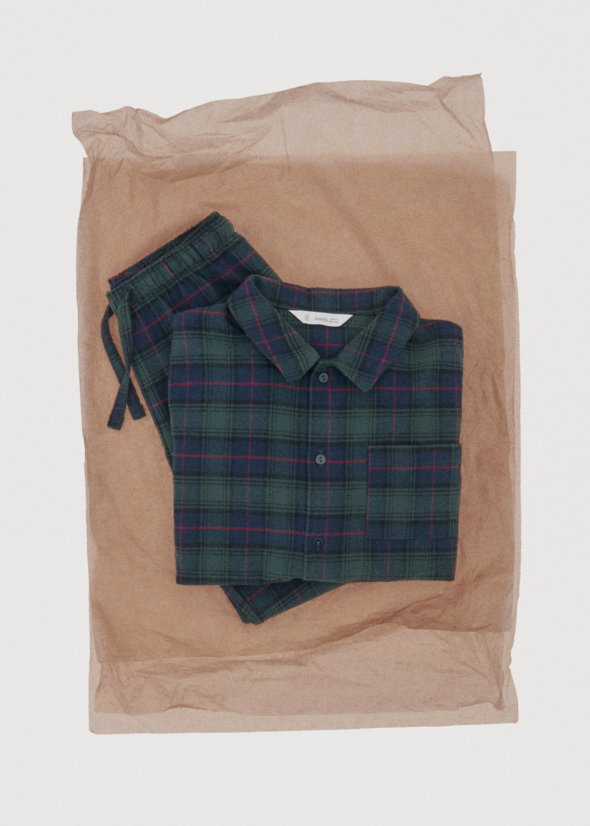 Set of long check pyjamas - Details of the article 7, Forest Green. Ref: 17068638-00.