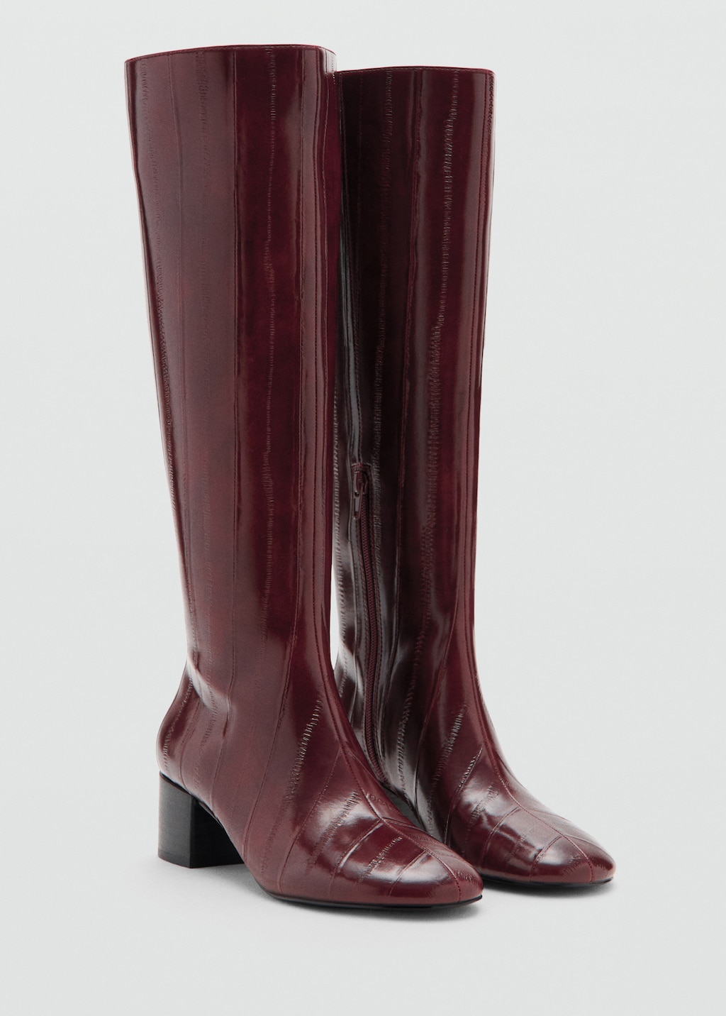 Textured heeled boots