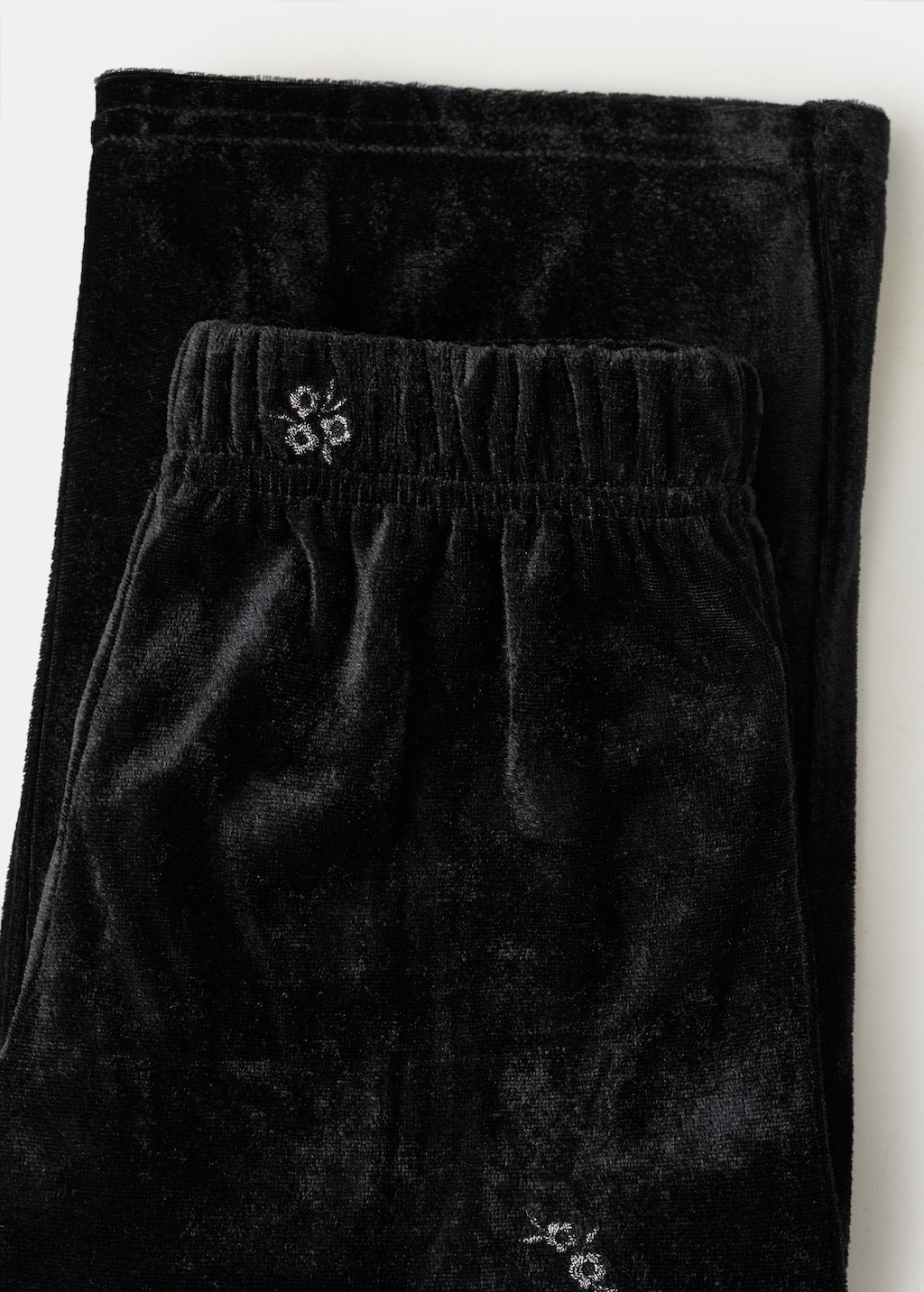 Embroidered velvet trousers