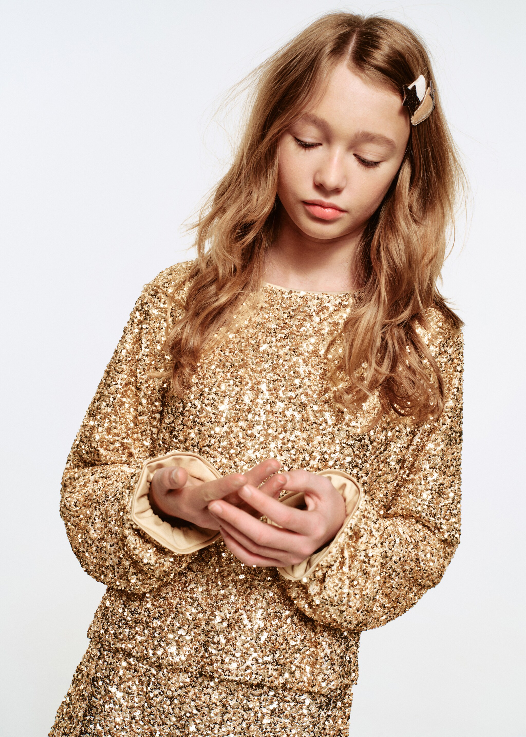 Sequin blouse - Medium plane, Gold. Ref: 17069097-00.