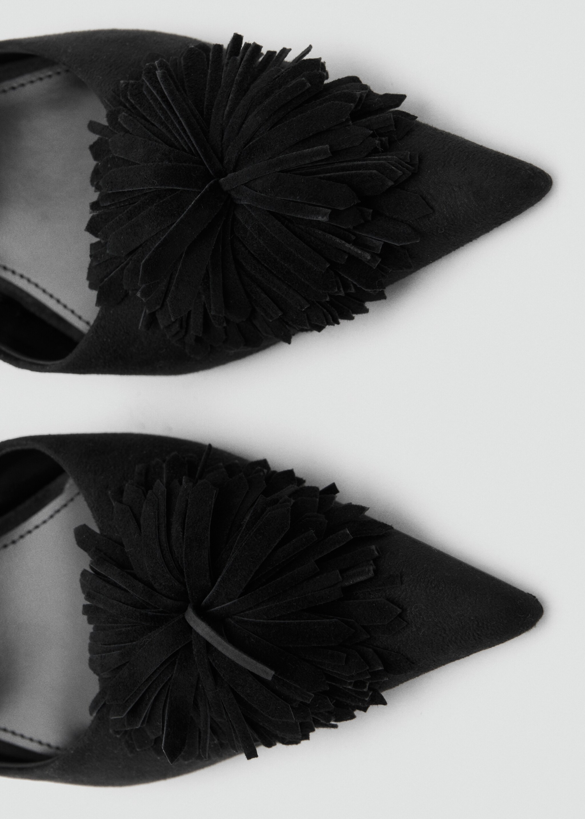 Kitten-heel pom-pom shoes - Details of the article 2, Black. Ref: 17069103-00.