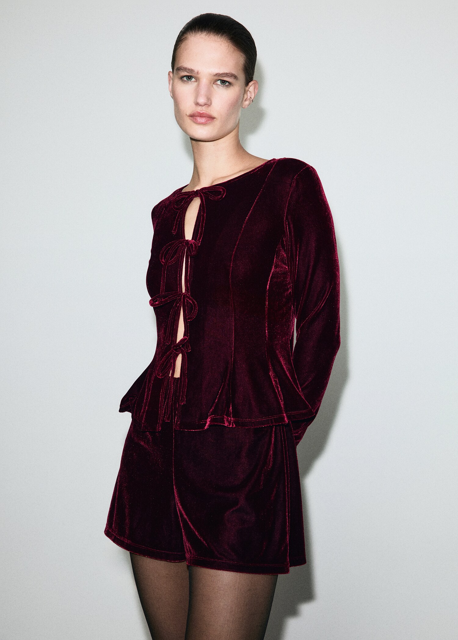Blouse velours nœuds - Plan moyen