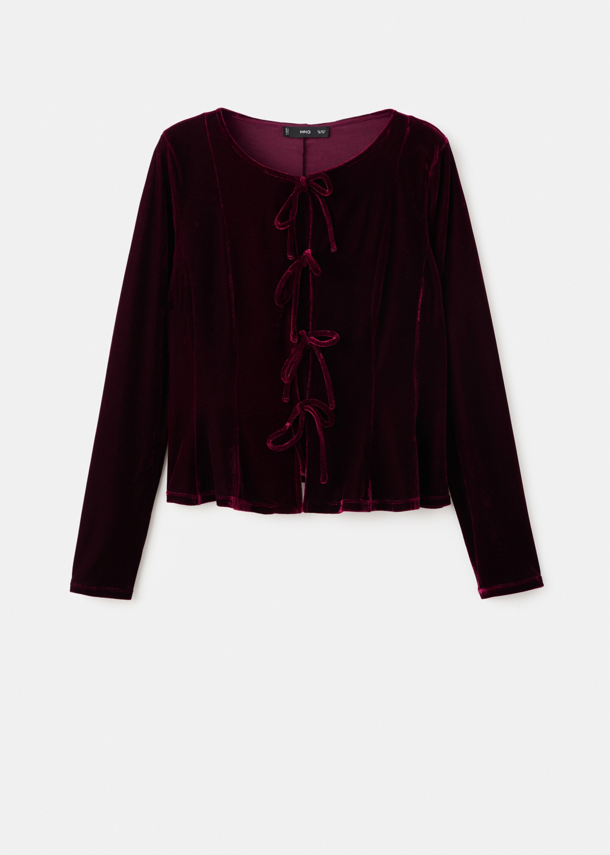 Blouse velours nœuds - Article sans modèle, Bordeaux. Ref: 17069105-00.
