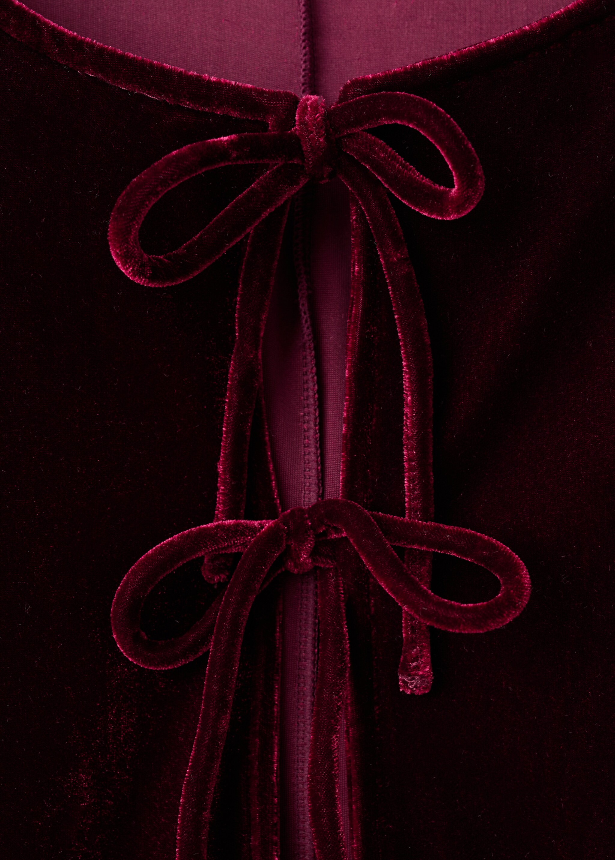 Blouse velours nœuds - Détail de l'article 8, Bordeaux. Ref: 17069105-00.