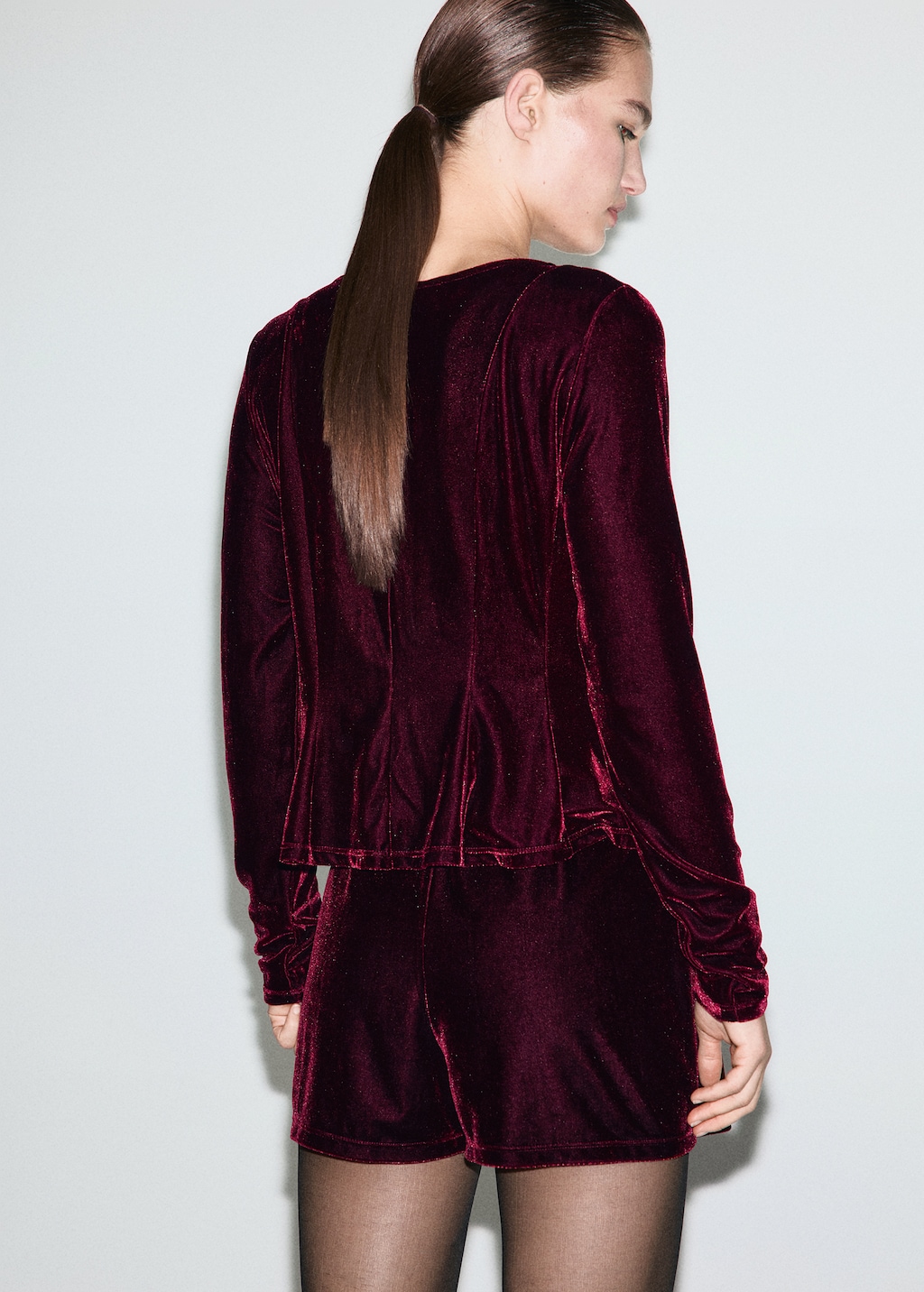 Velvet blouse with bows