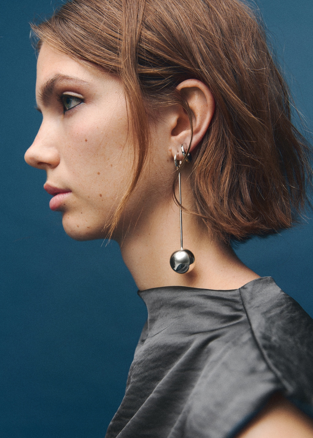 Satin dress with creased effect