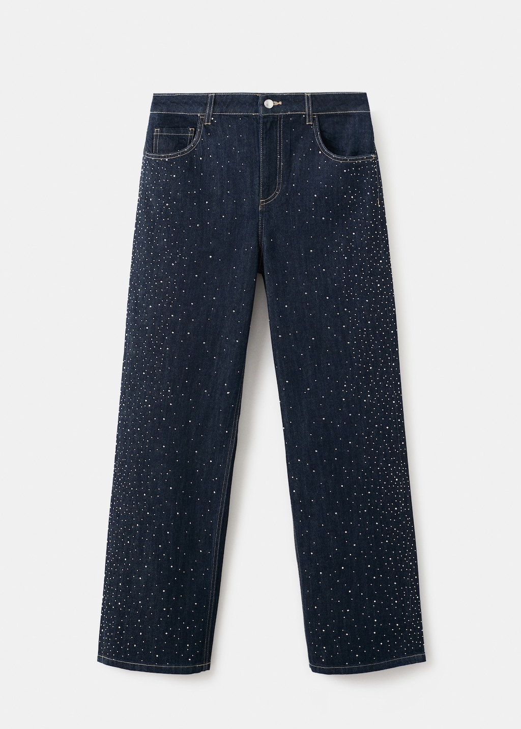 Straight jeans with rhinestone detail