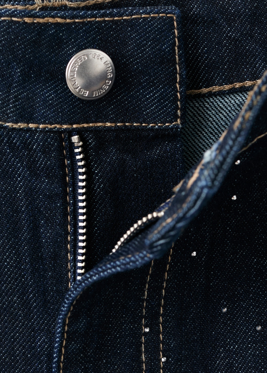 Straight jeans with rhinestone detail